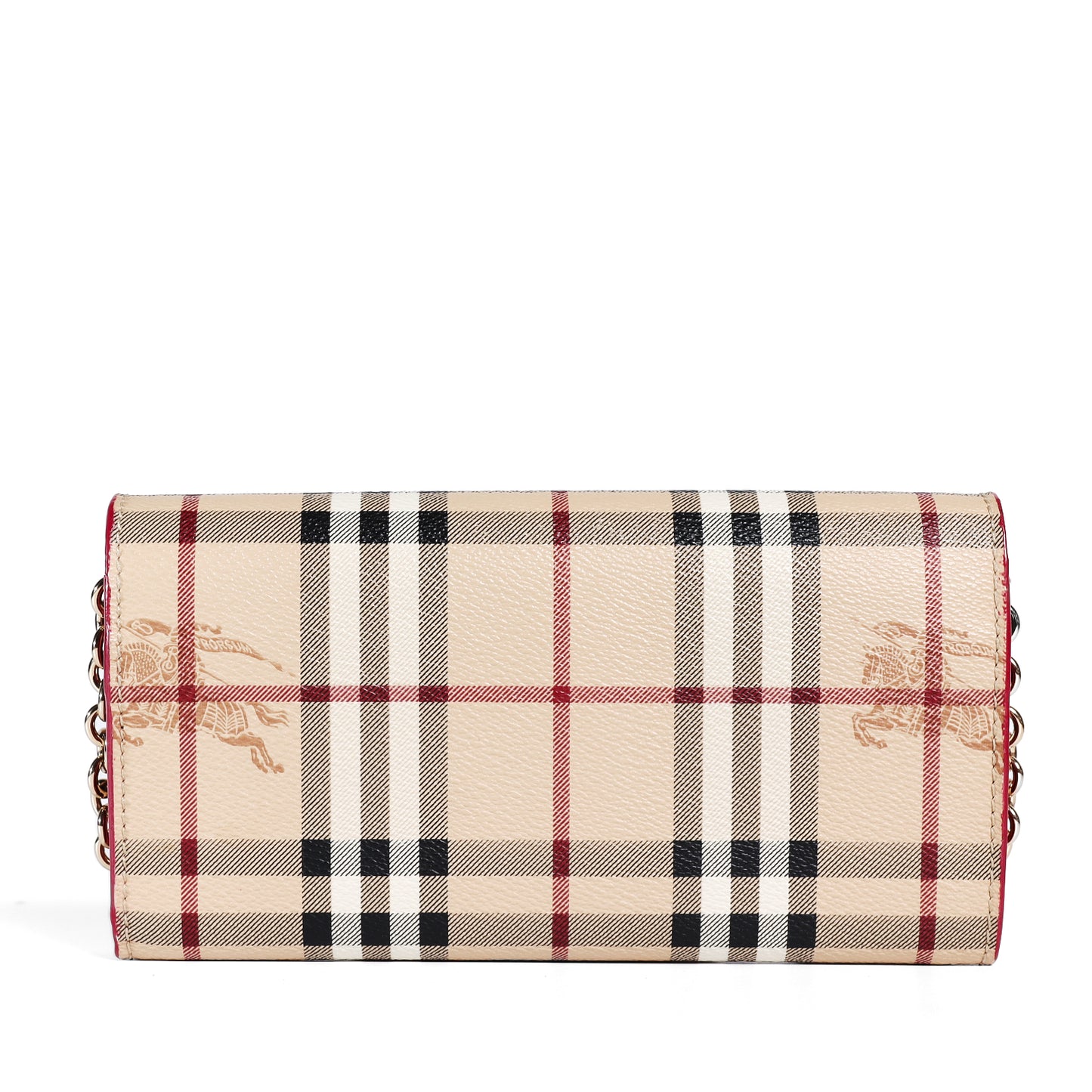Pre-Owned Burberry Haymarket Check Leather Wallet on Chain Small Leather Goods 38052686