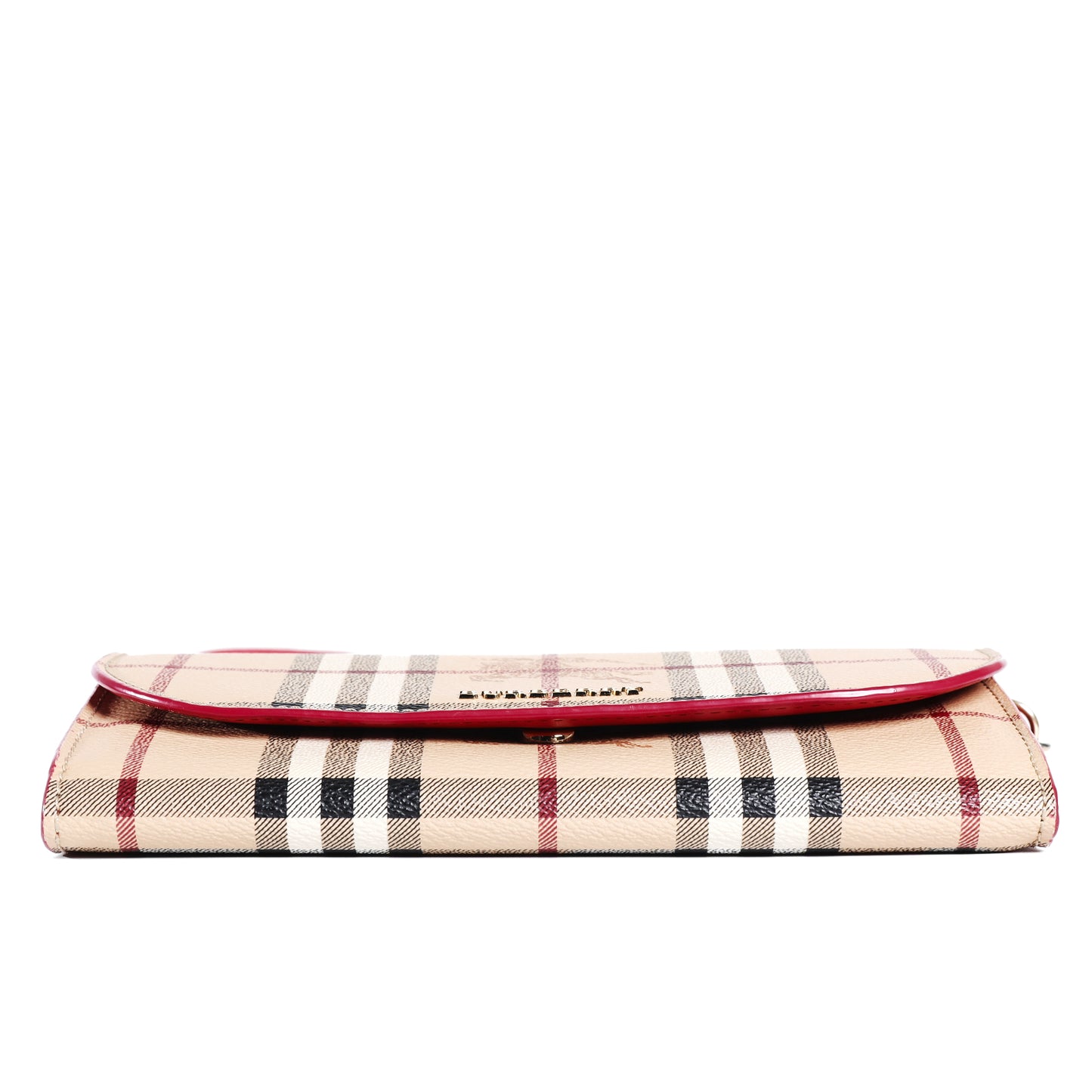Pre-Owned Burberry Haymarket Check Leather Wallet on Chain Small Leather Goods 38052686
