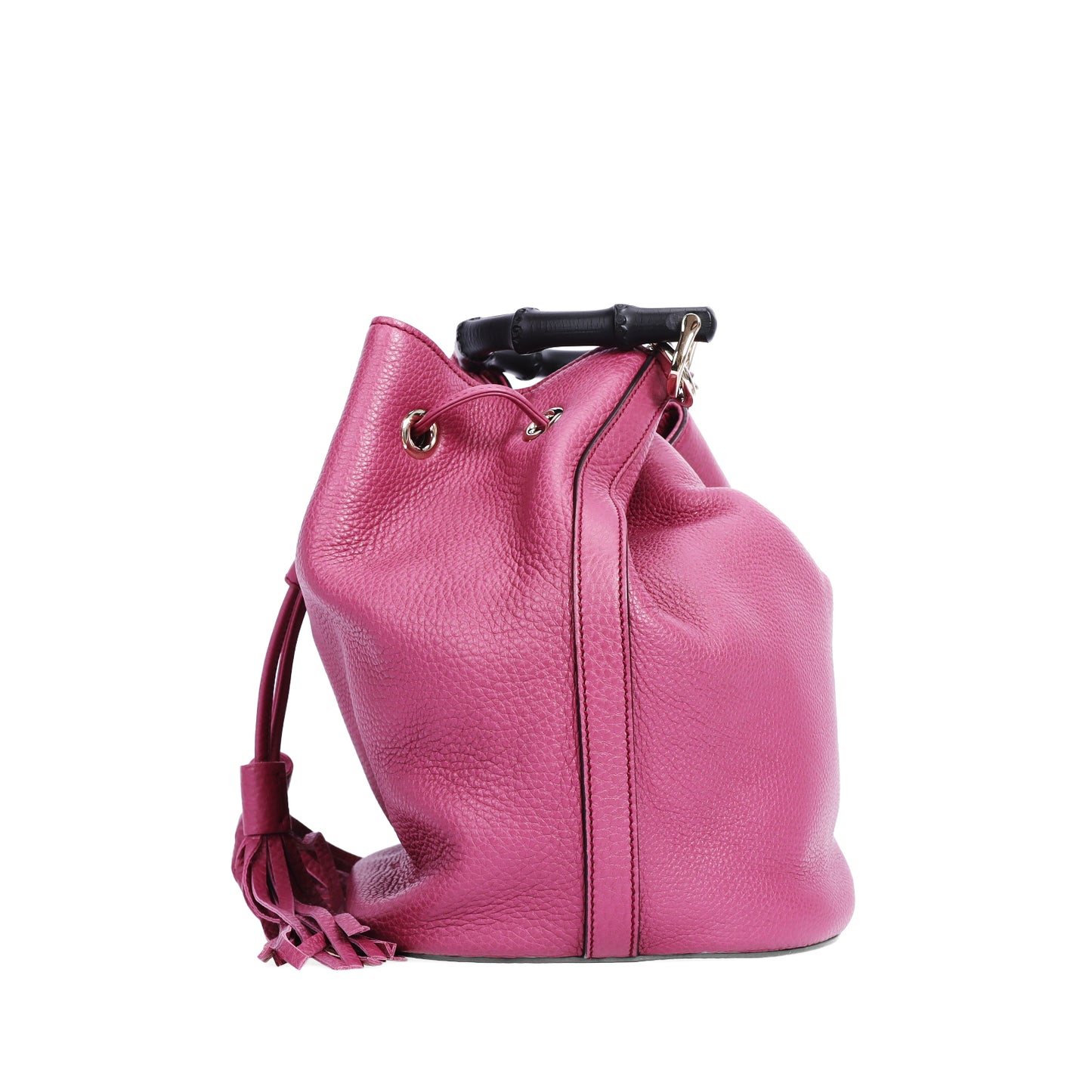 Pre-Owned Gucci Bamboo Pink Calfskin Shoulder Bag 38245229