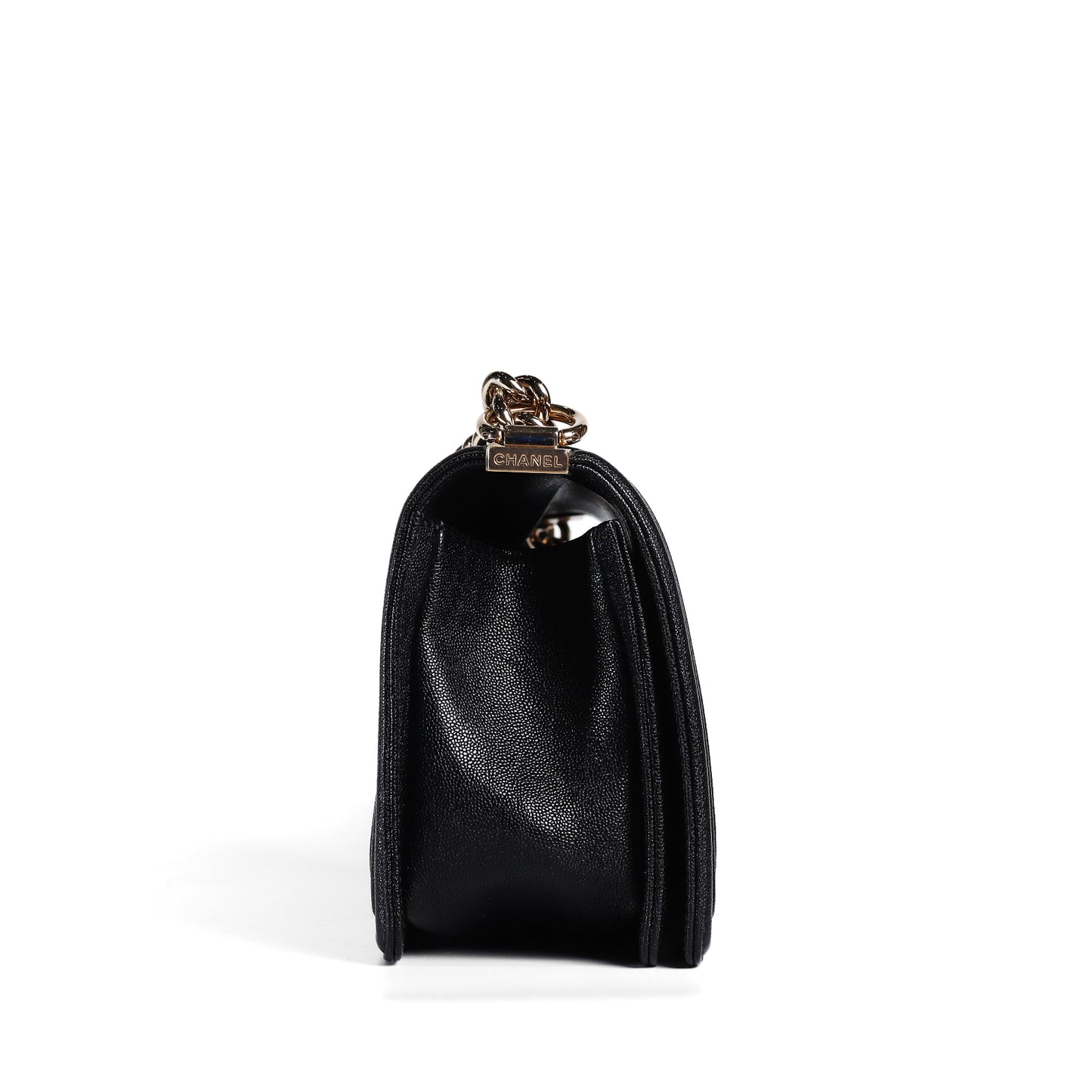 Pre-Owned Chanel Le Boy Medium Black Calfskin Crossbody Bag 38908473