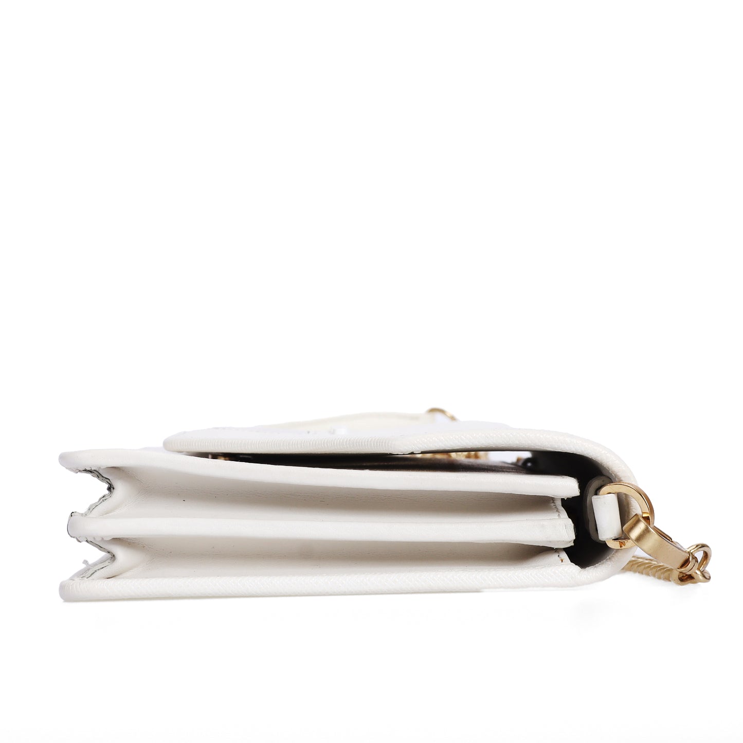 Pre-Owned PRADA Saffiano White Calfskin Wallet on Chain 40620226