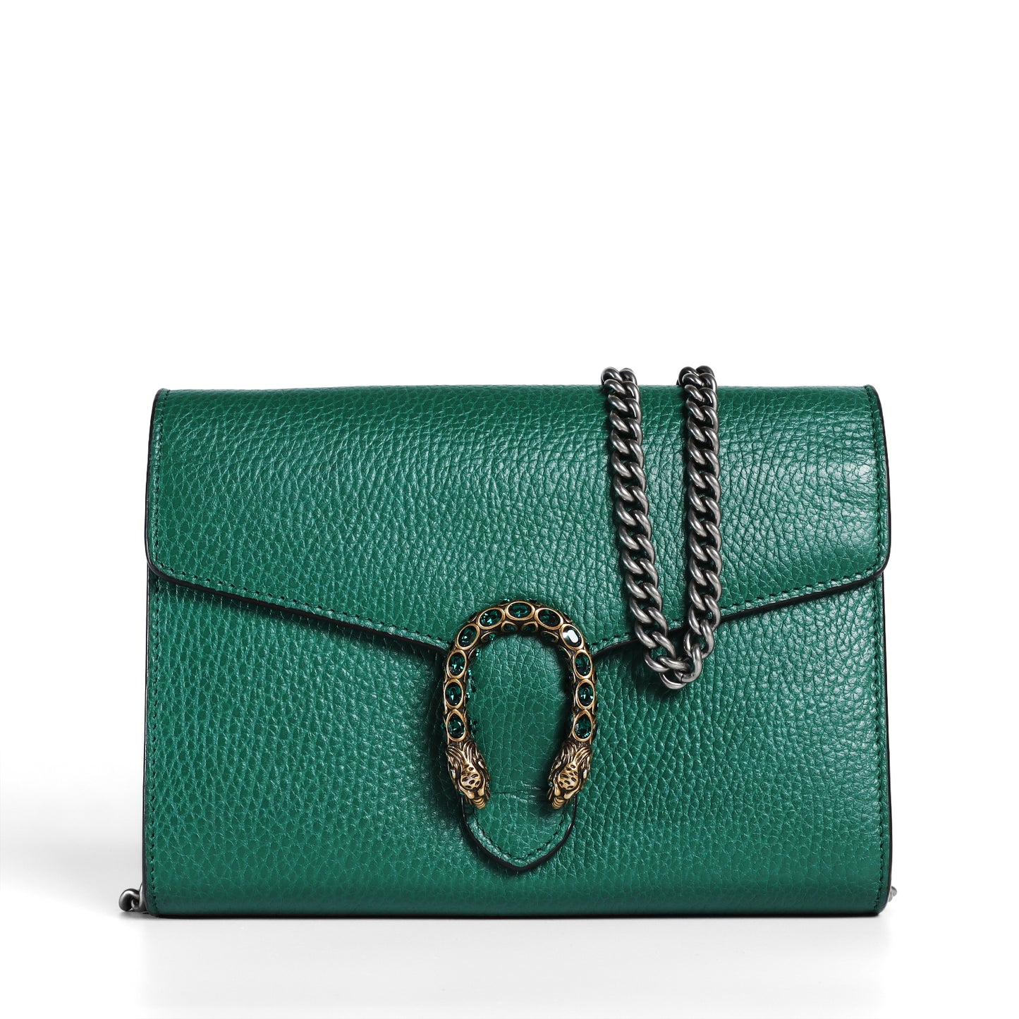 Pre-Owned Gucci Dionysus WOC Green Grained Leather Crossbody Bag 41213126
