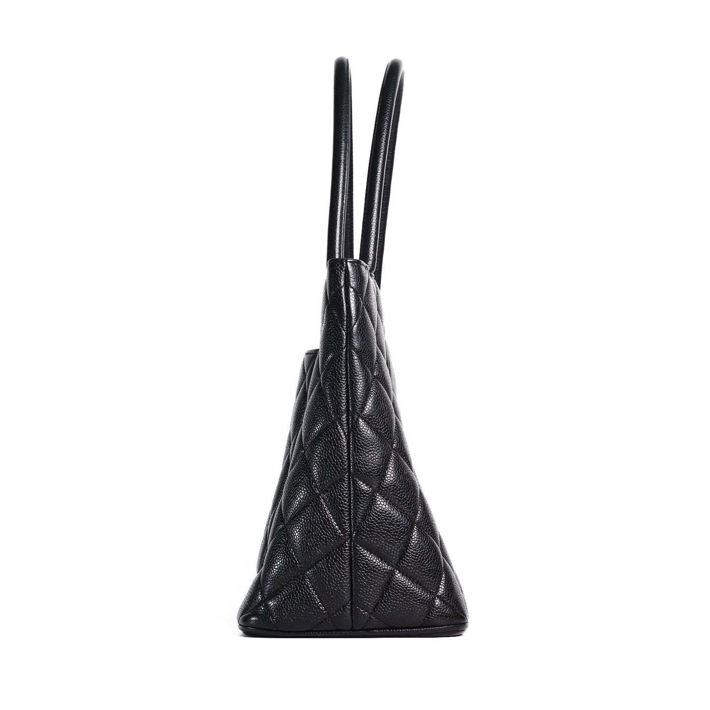 Pre-Owned Chanel Hilton Black Calfskin Top Handle Bag 41504407