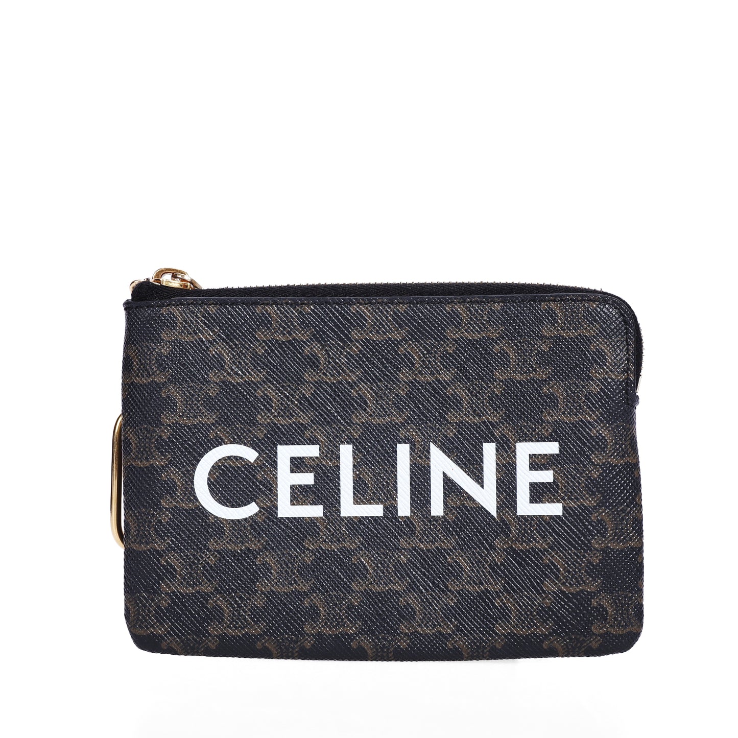 Pre-Owned Celine Triomphe  Small Size Dark Brown Coated Canvas Wallet 42261579