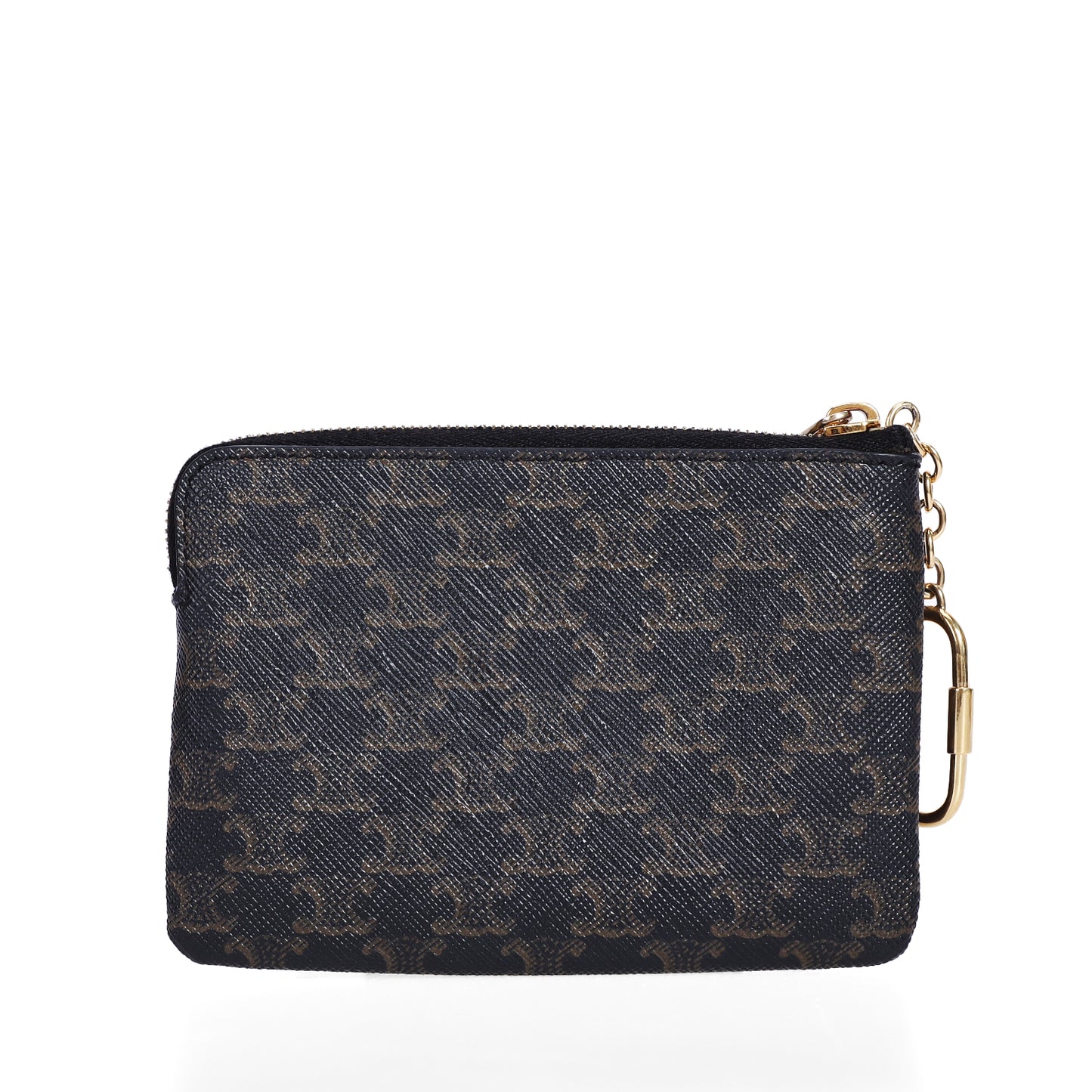 Pre-Owned Celine Triomphe  Small Size Dark Brown Coated Canvas Wallet 42261579