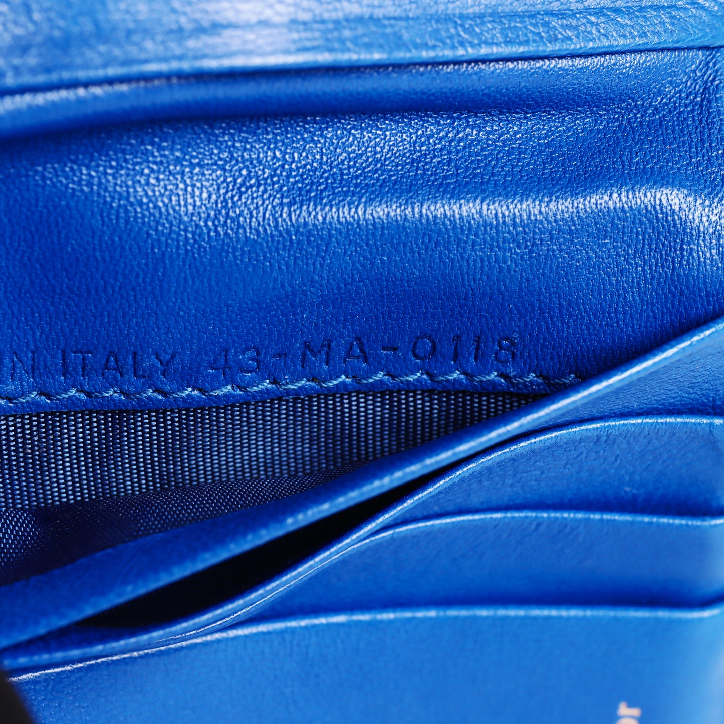 Pre-Owned Christian Dior Dioraddict Blue Cannage  Lambskin Wallet 43781340