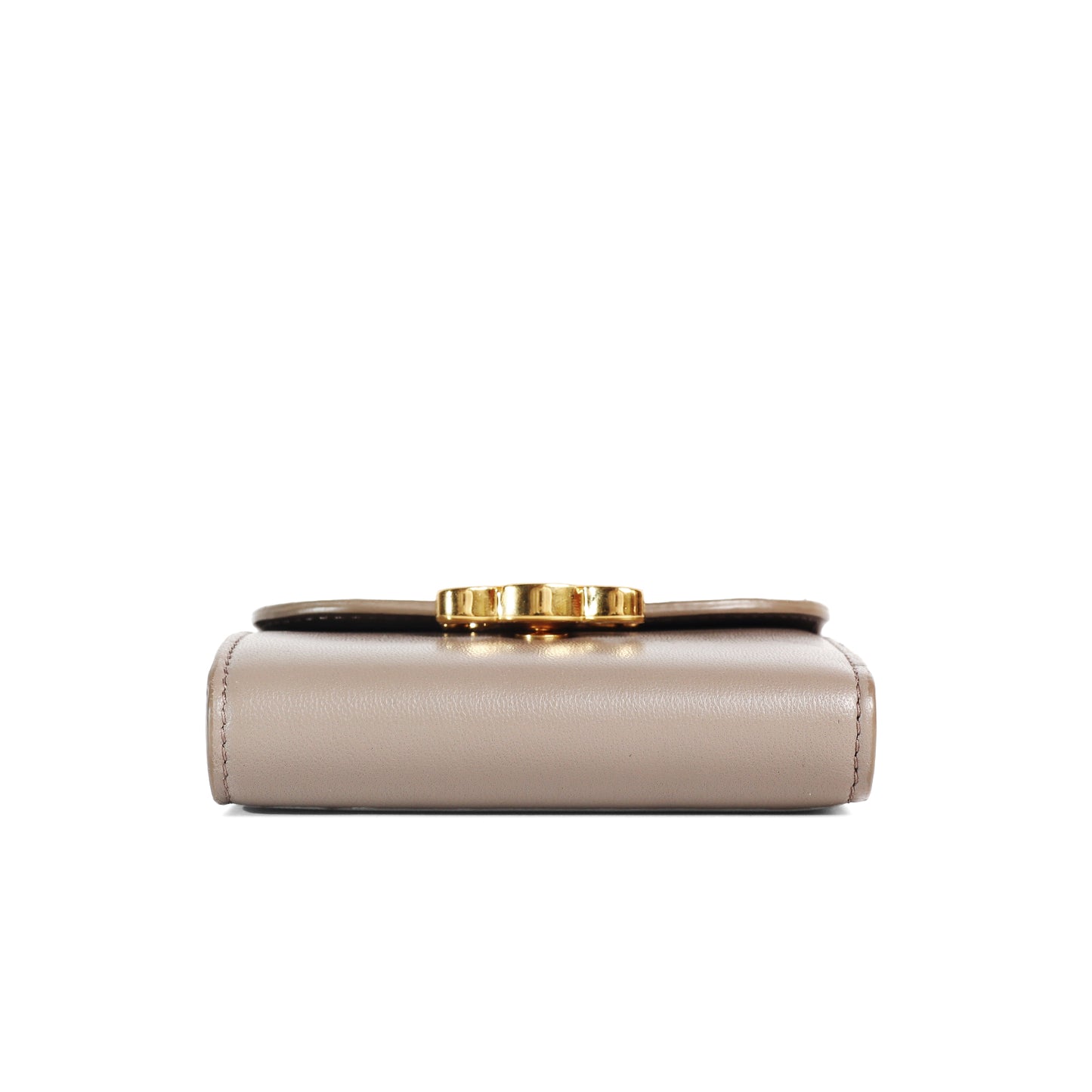 Pre-Owned Celine Triomphe Taupe Calfskin Small Wallet 45551722