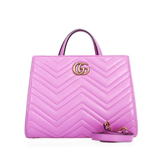 Pre-Owned Gucci Marmont Purple Calfskin Shoulder Bag 45812544