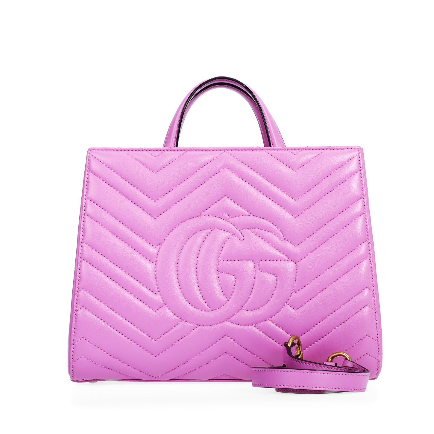 Pre-Owned Gucci Marmont Purple Calfskin Shoulder Bag 45812544