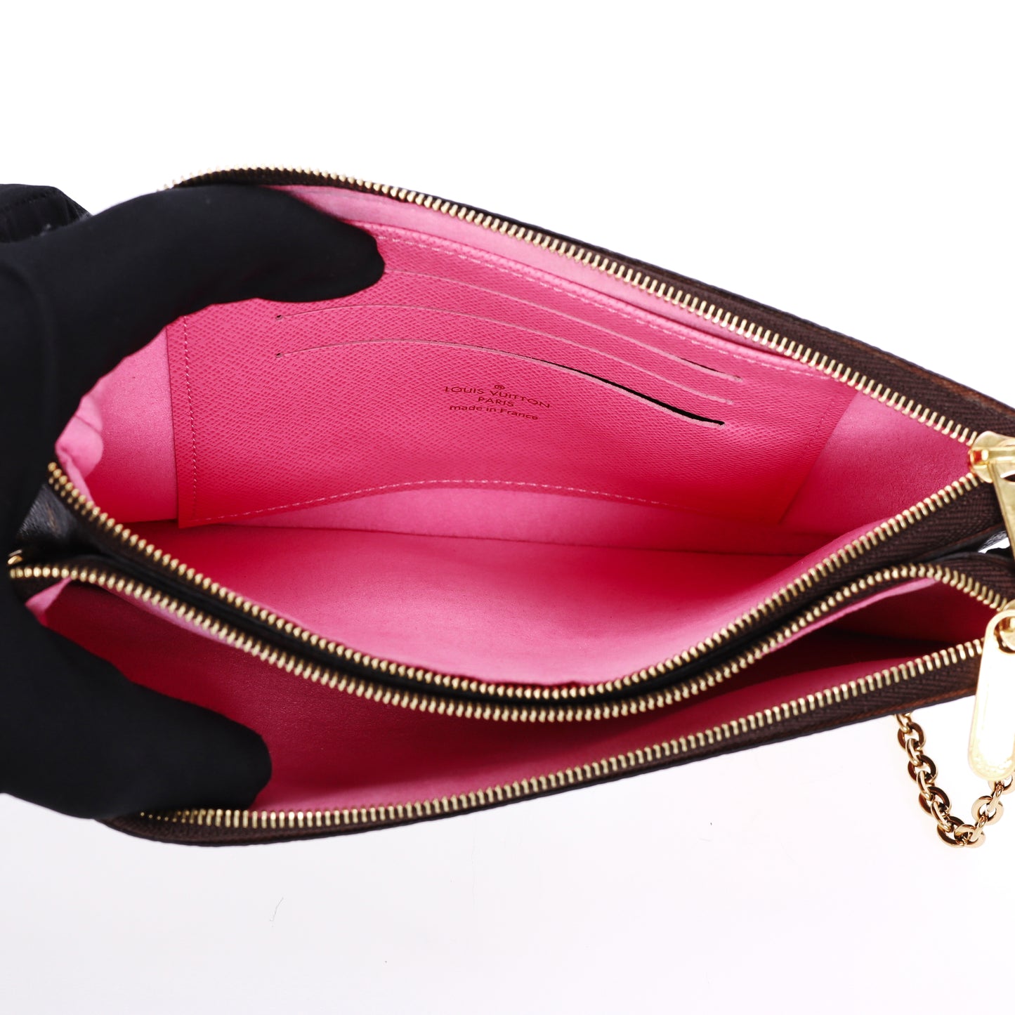 Pre-Owned Louis Vuitton Double Zip Pochette Brown Coated Canvas Crossbody Bag 46381780