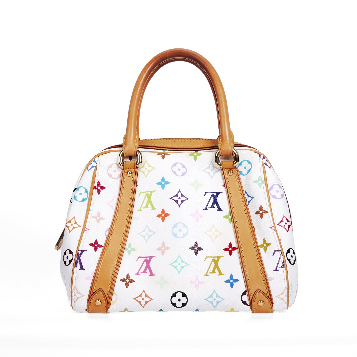 Pre-Owned Louis Vuitton Priscilla White Murakami  Coated Canvas Top Handle Bag 46418986