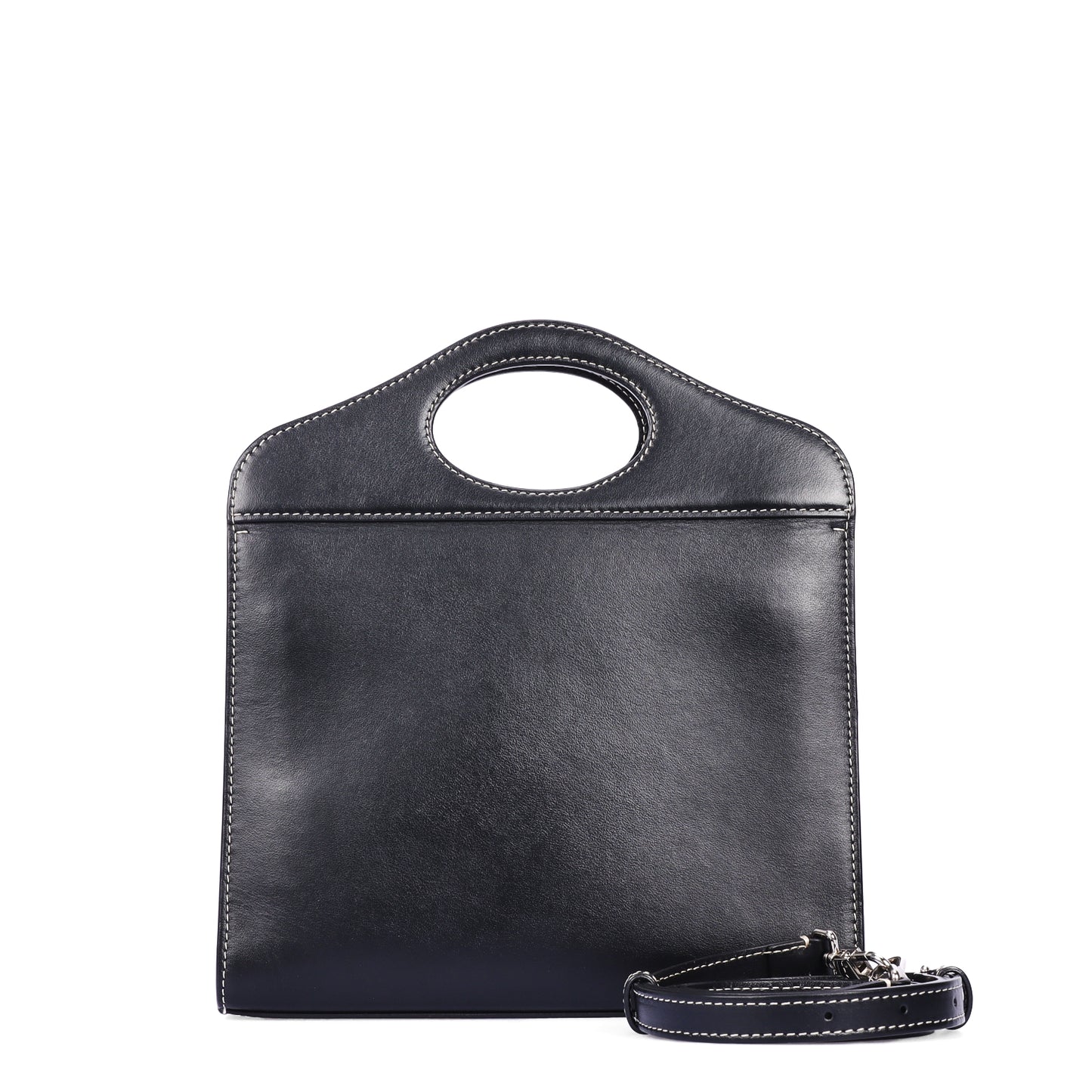 Pre-Owned Burberry Pocket Black Calfskin Top Handle Bag 47308687