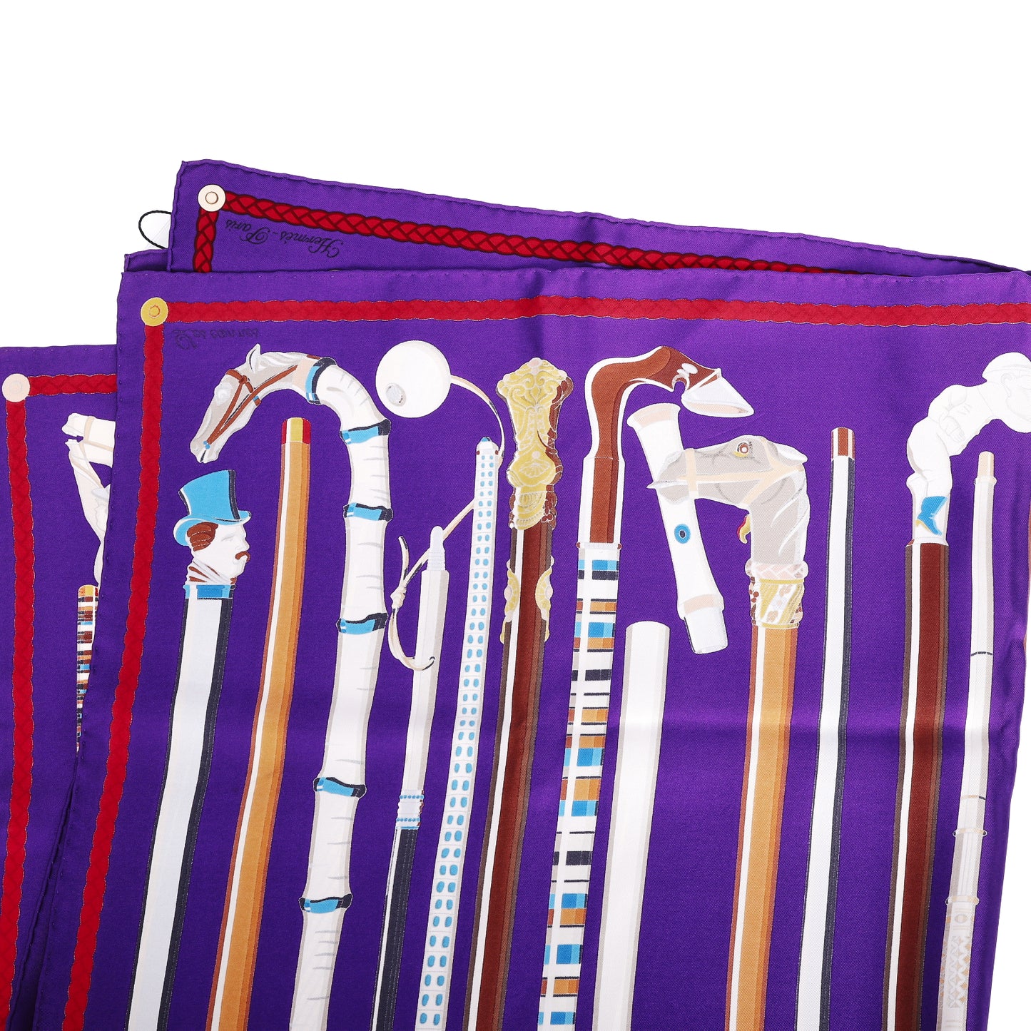 Pre-Owned Hermès Les Cannes Purple Silk Scarf 47319651L