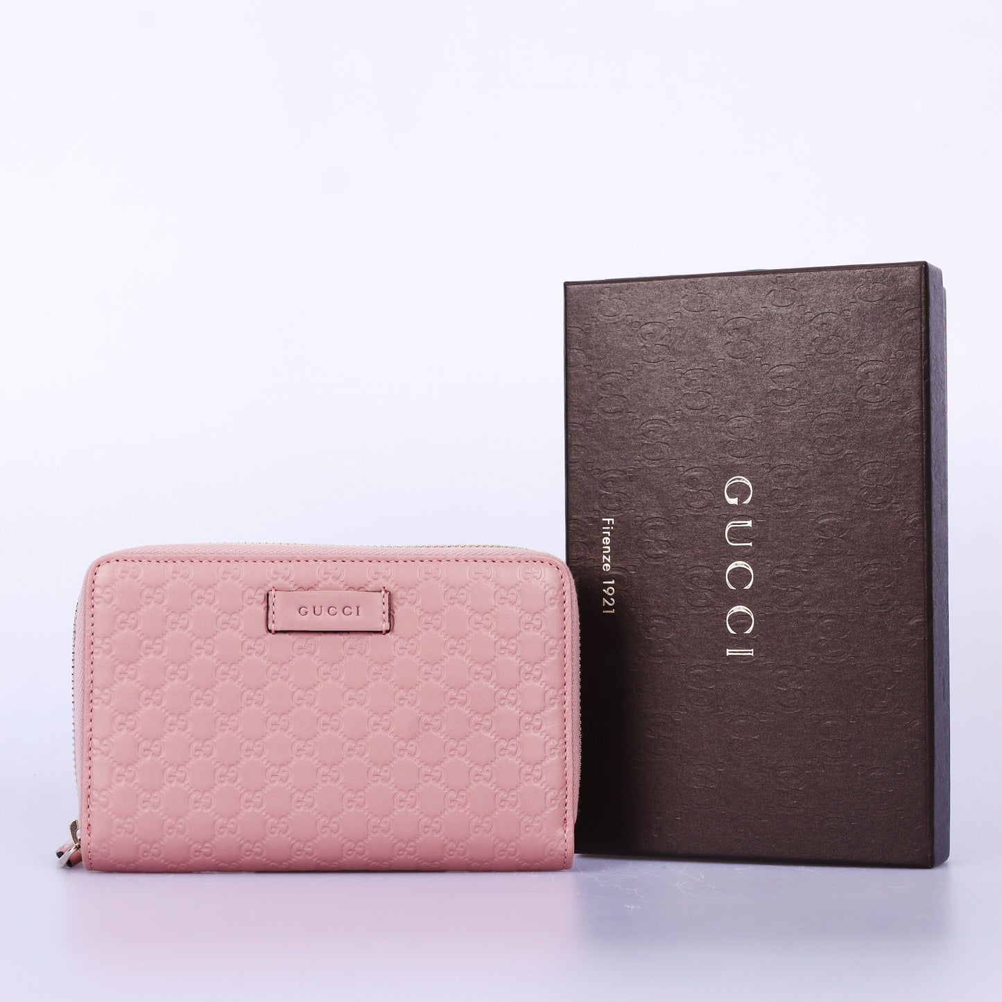 Pre-Owned Gucci Guccissima Pink Calfskin Zip Around Long Wallet 47791629