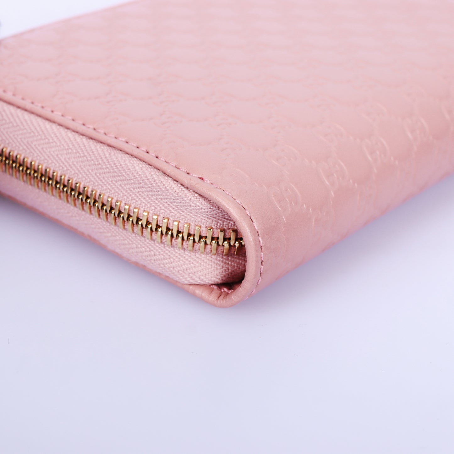 Pre-Owned Gucci Guccissima Pink Calfskin Zip Around Long Wallet 47791629