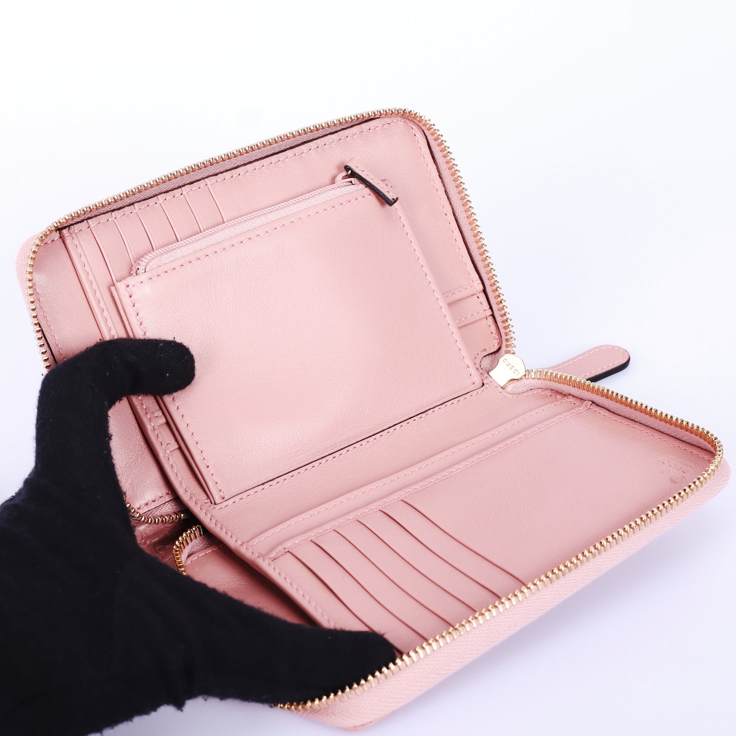 Pre-Owned Gucci Guccissima Pink Calfskin Zip Around Long Wallet 47791629