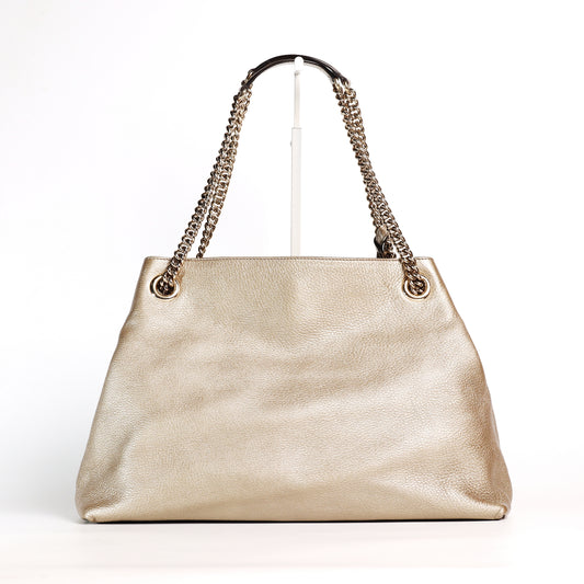 Pre-Owned Gucci Soho Metallic Gold Calfskin Shoulder Bag 48666396