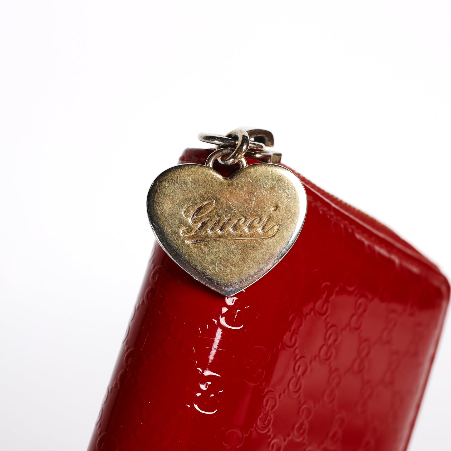 Pre-Owned Gucci  Zip-Around Microguccissima Red Patent Calfskin Wallet 49088886