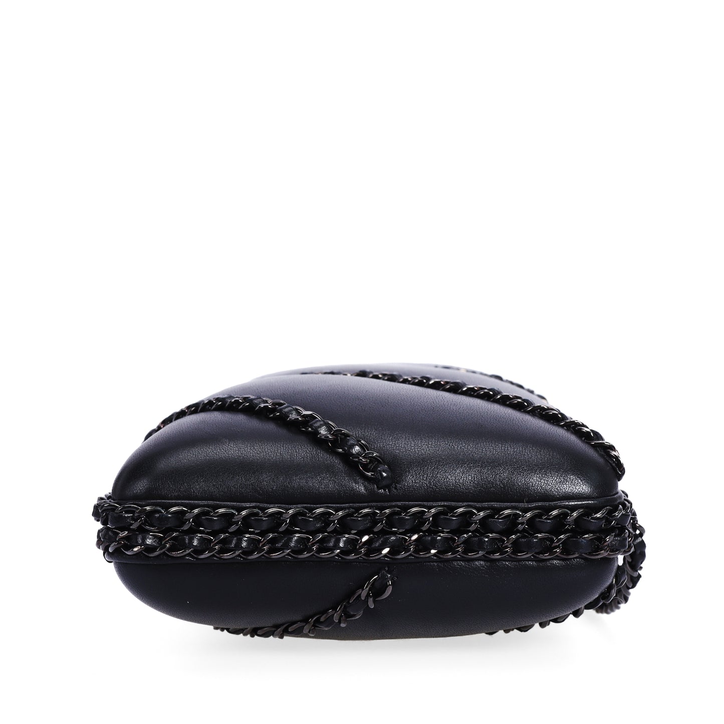 Pre-Owned Chanel Black Chevron Lambskin Leather Chain Around Clutch Crossbody Bag 49371485