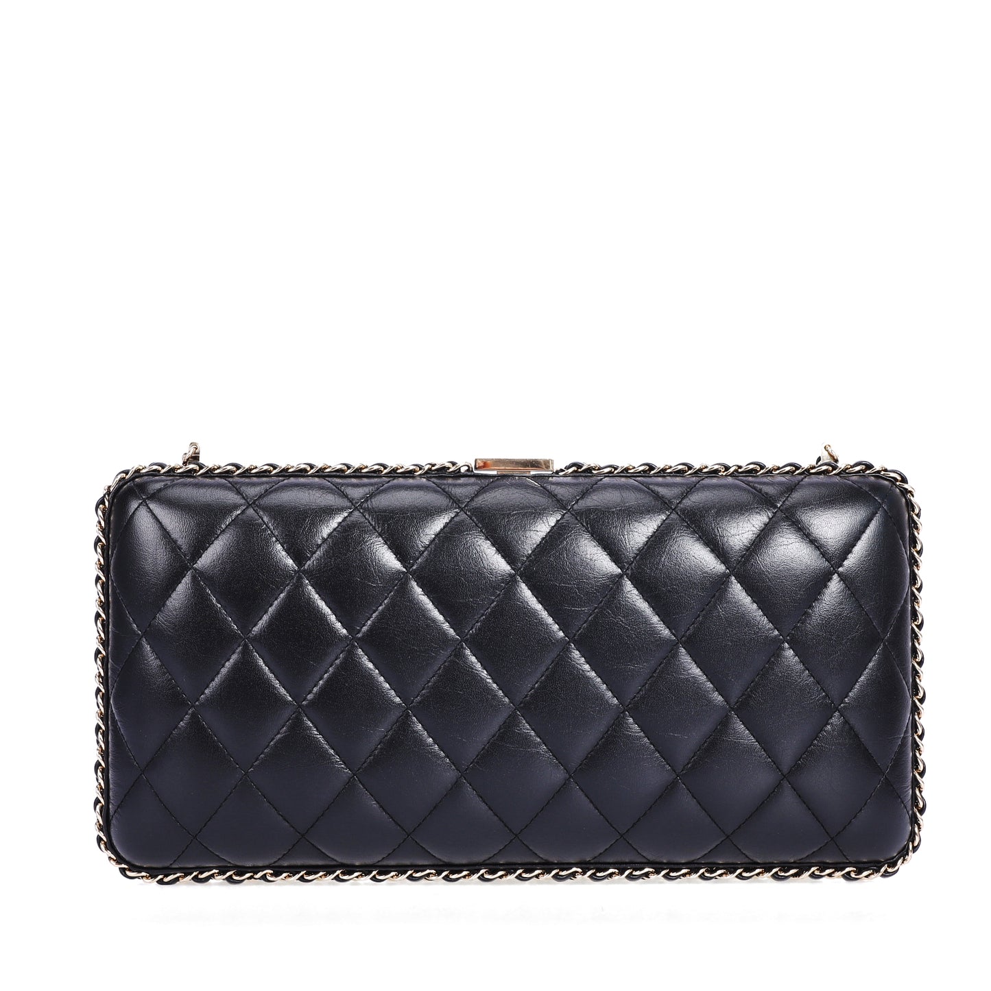 Pre-Owned Chanel Black Quilted Lambskin Evening Clutch Shoulder Bag 50505901