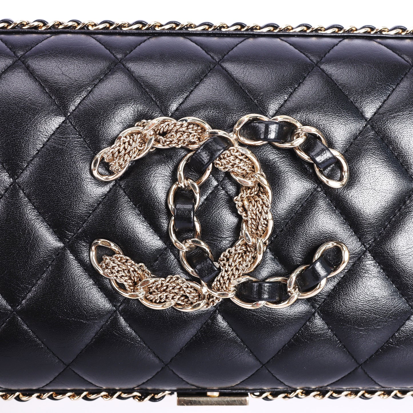 Pre-Owned Chanel Black Quilted Lambskin Evening Clutch Shoulder Bag 50505901
