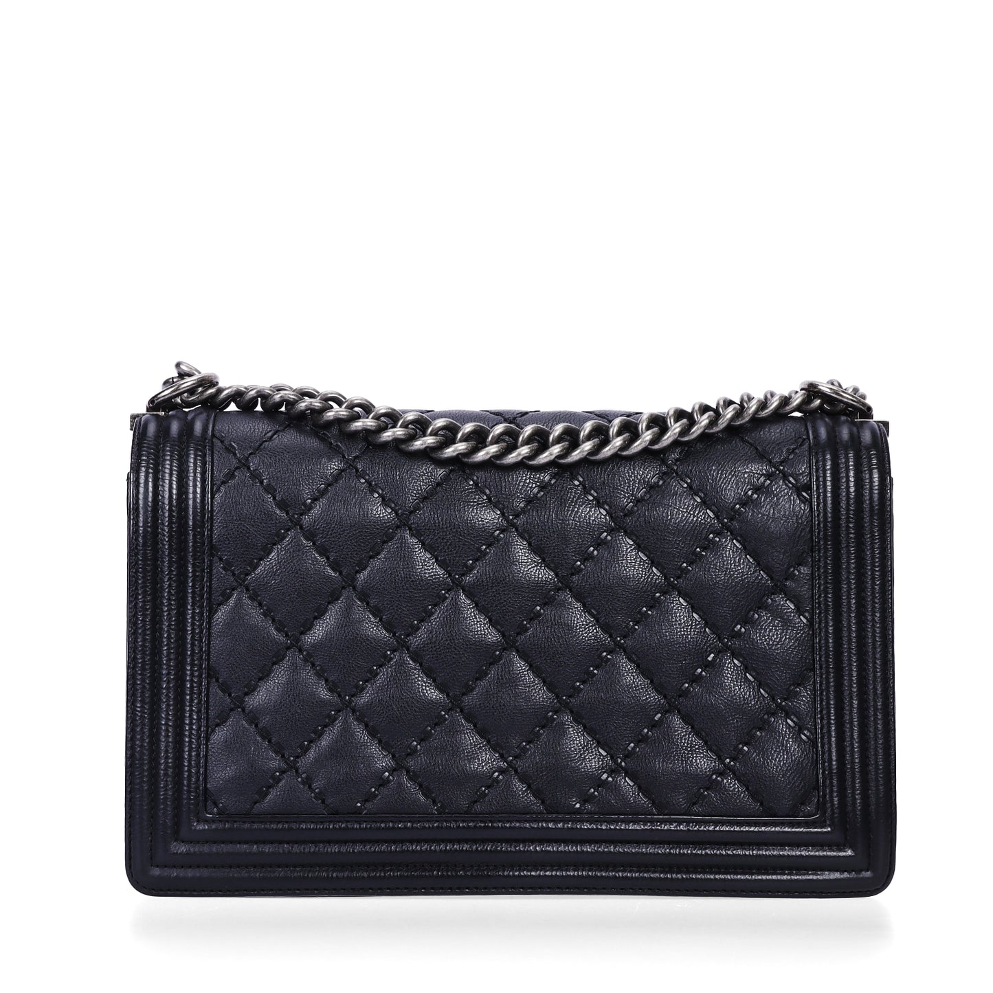 Pre-Owned Chanel Le Boy Black Calfskin Quilted Crossbody Bag 50897545