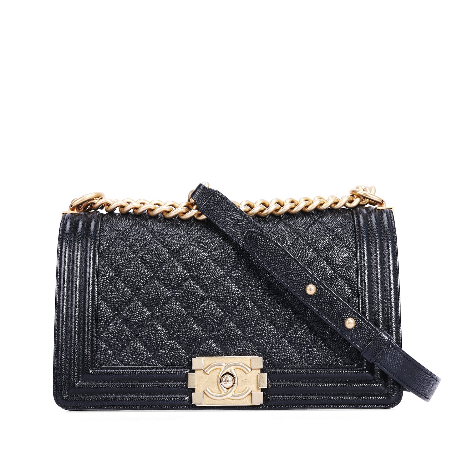 Pre-Owned Chanel Le Boy Medium Black Quilted Calfskin Crossbody Bag 51436585