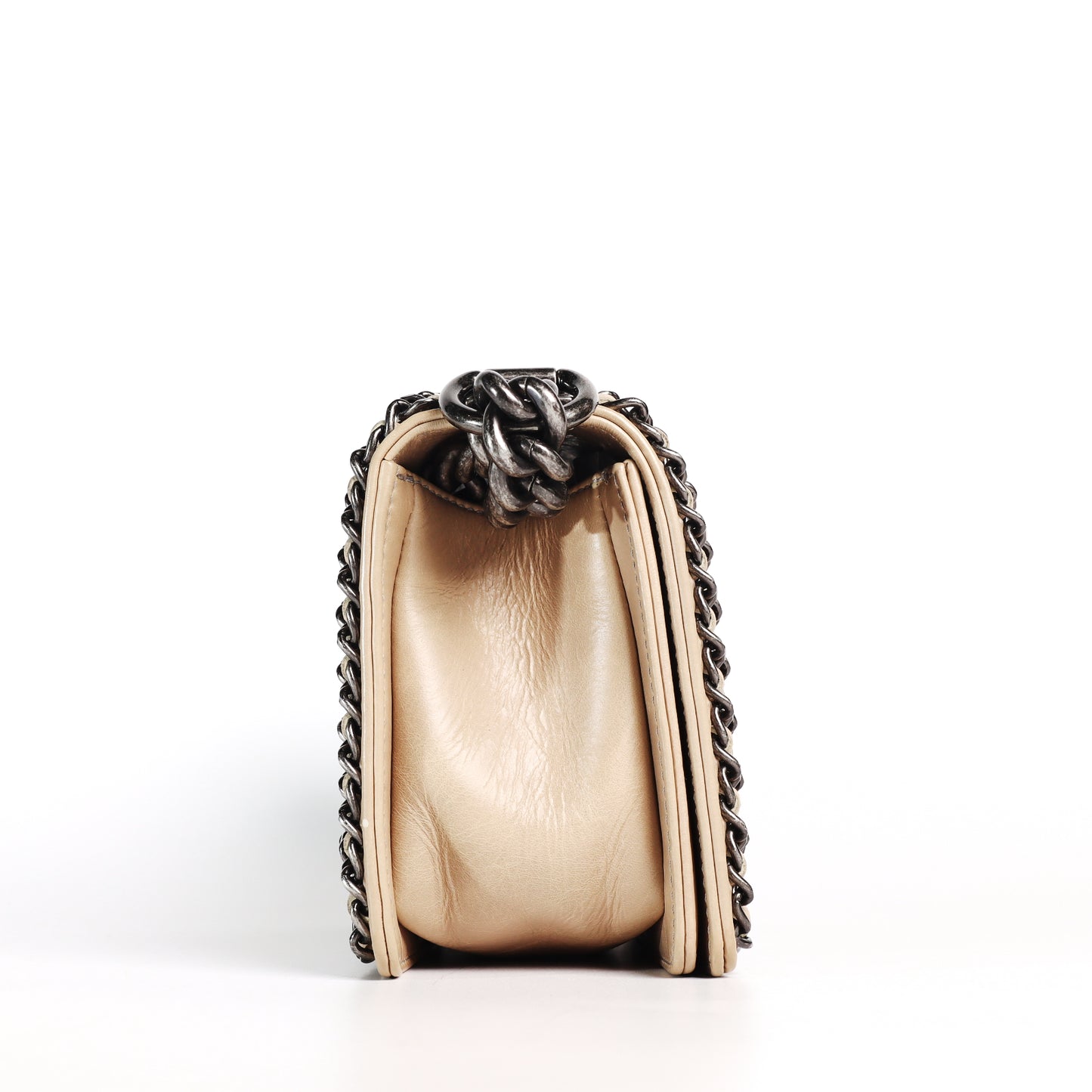 Pre-Owned Chanel Small Size Le Boy Beige Calfskin Shoulder Bag 51706967 L