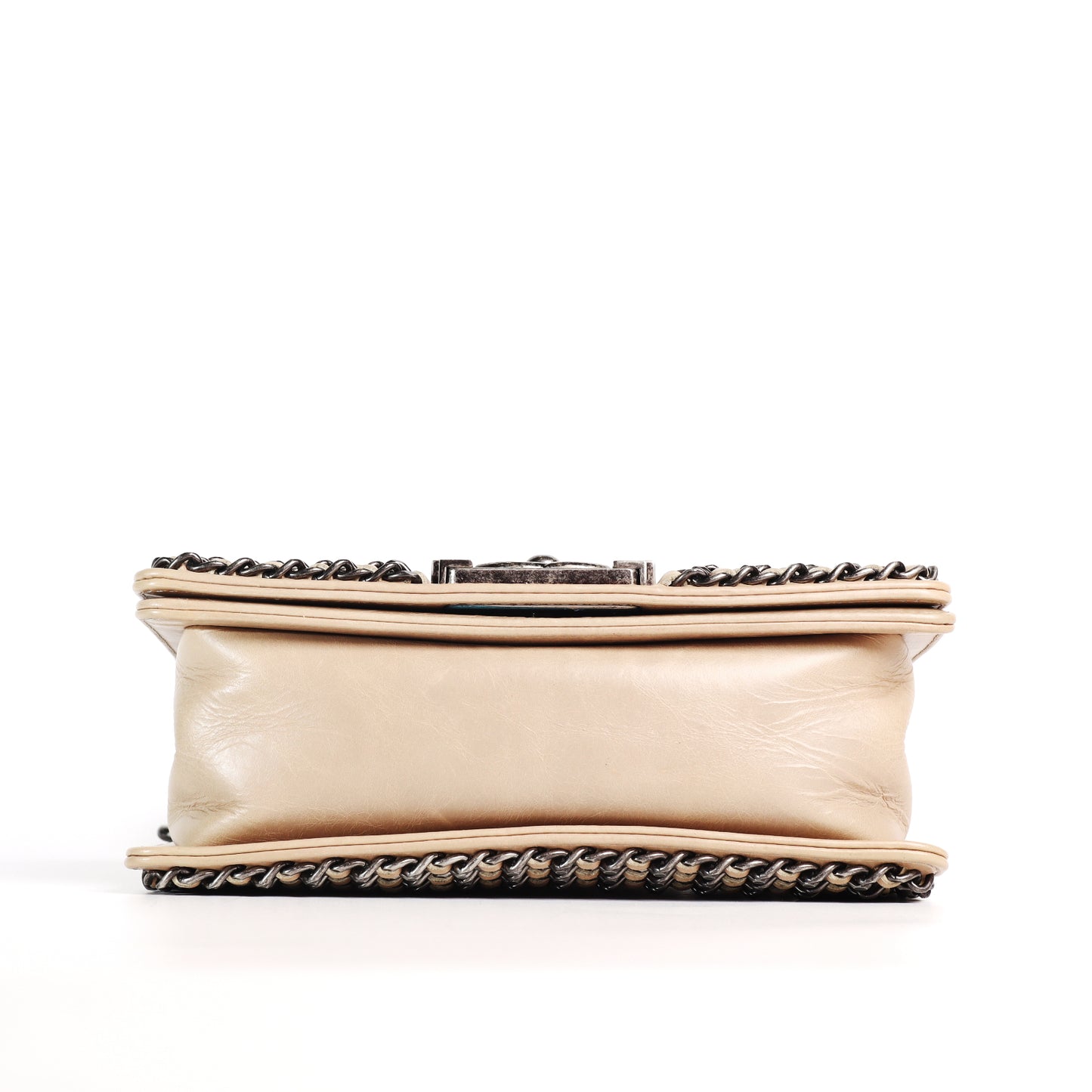 Pre-Owned Chanel Small Size Le Boy Beige Calfskin Shoulder Bag 51706967 L