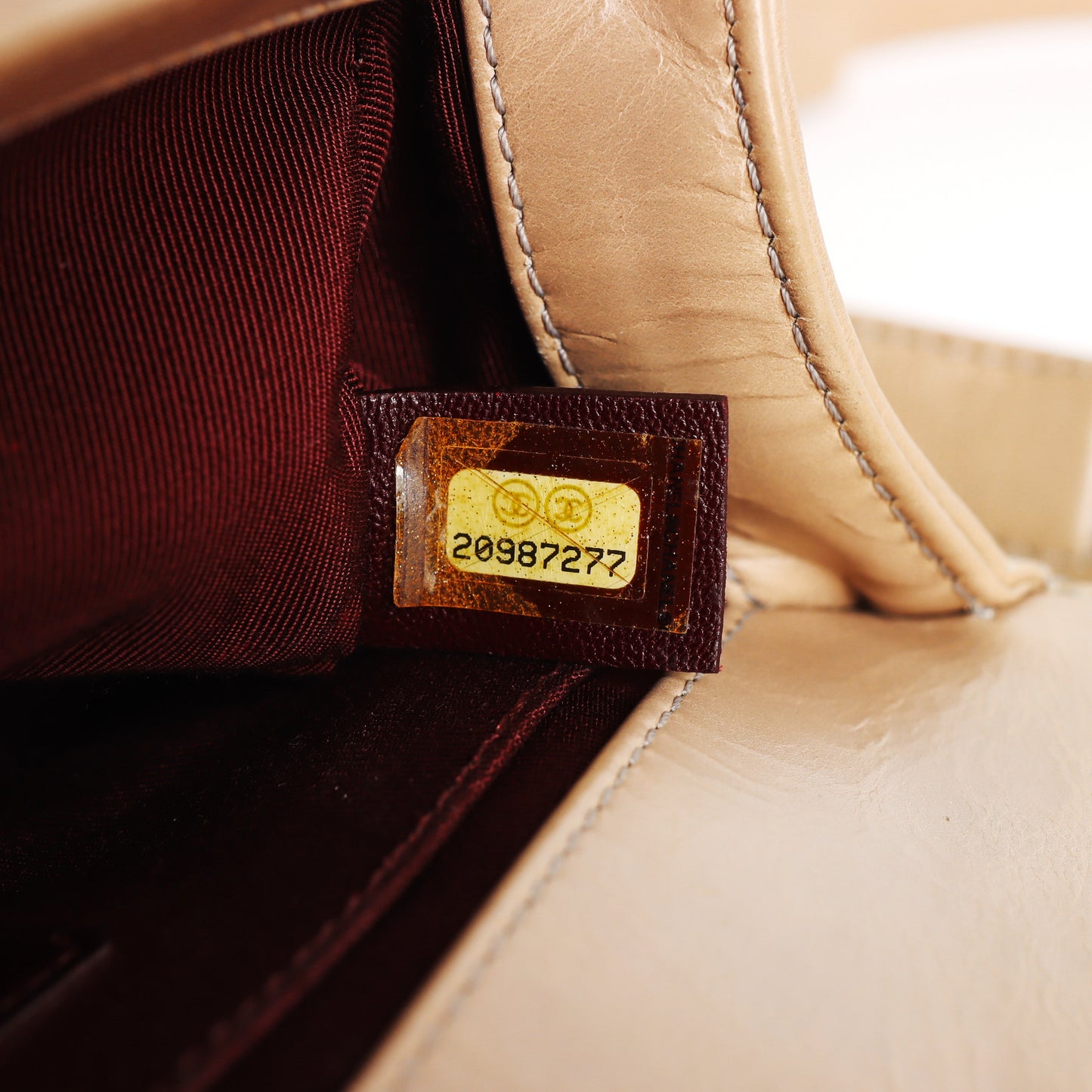 Pre-Owned Chanel Small Size Le Boy Beige Calfskin Shoulder Bag 51706967 L