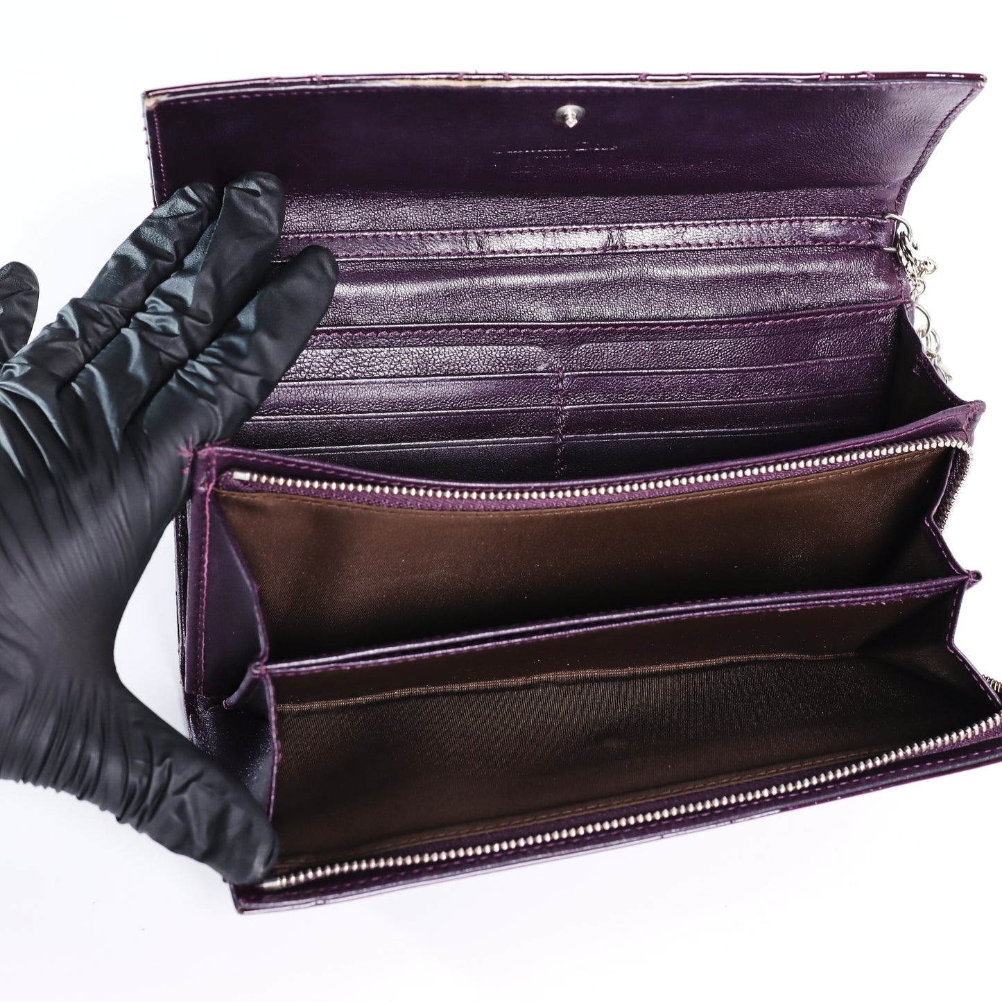 Pre-owned DIOR Purple Cannage Wristlet 51860758