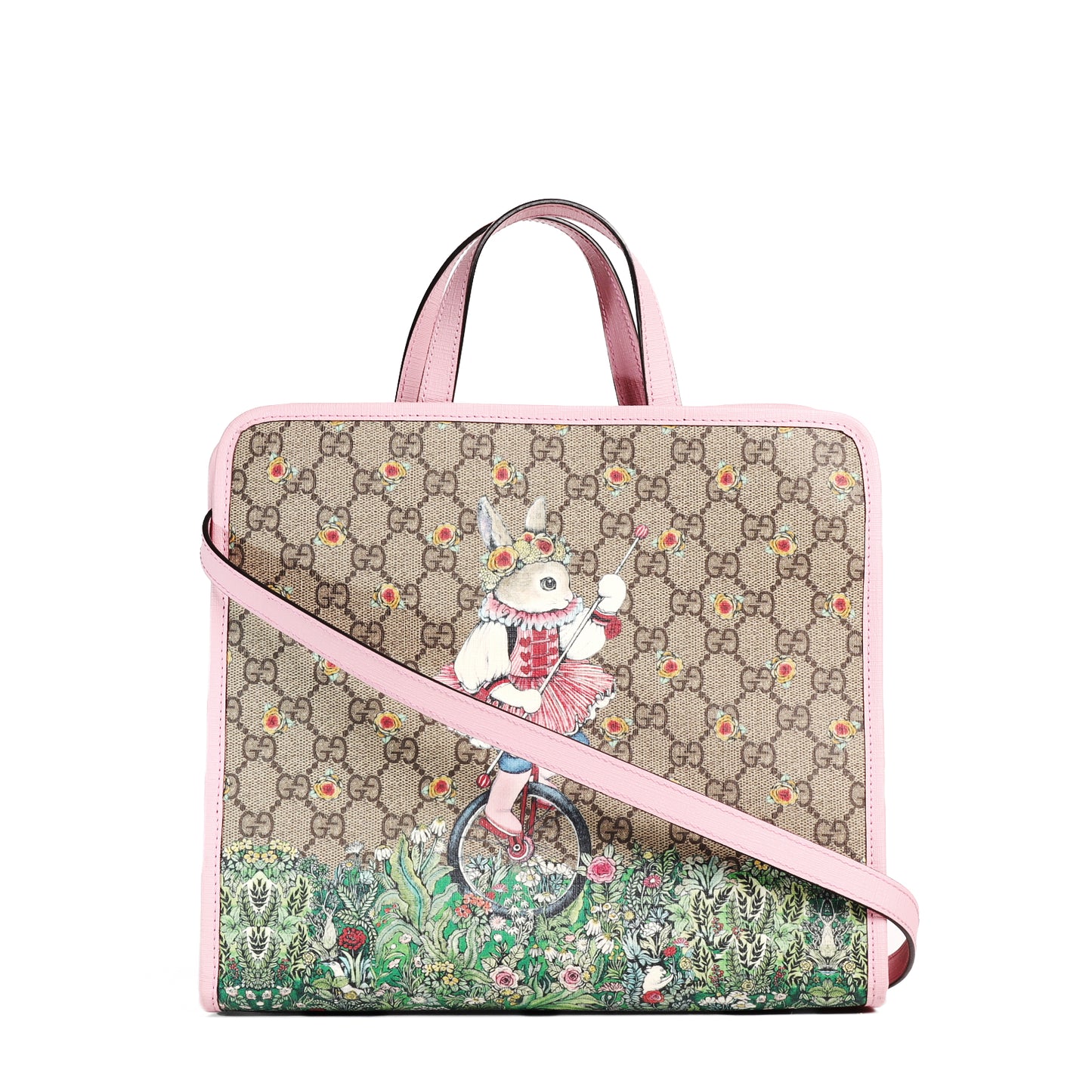 Pre-Owned Gucci Rabbit GG Supreme Beige Coated Canvas Shoulder Bag 52678837