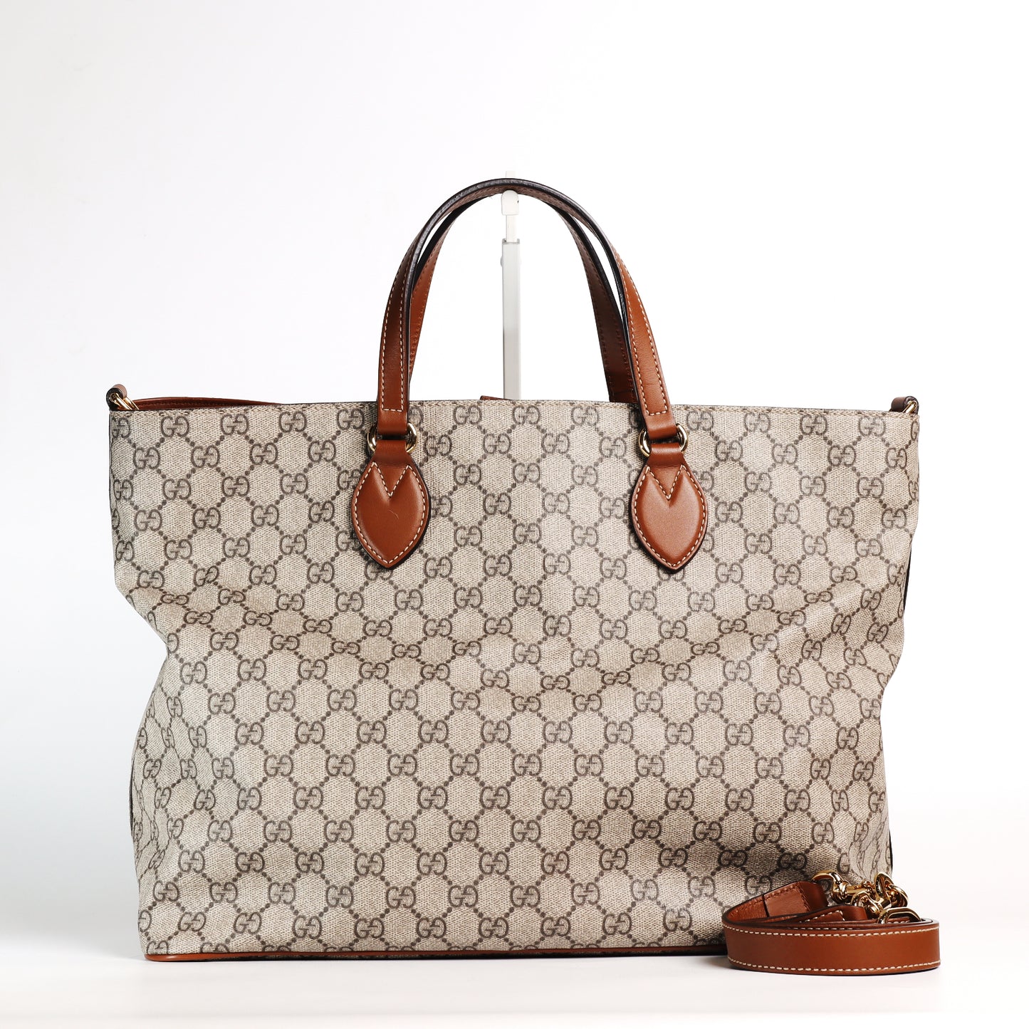 Pre-Owned Gucci GG Supreme Embroidered Beige Coated Canvas Shoulder Bag 52717578 C