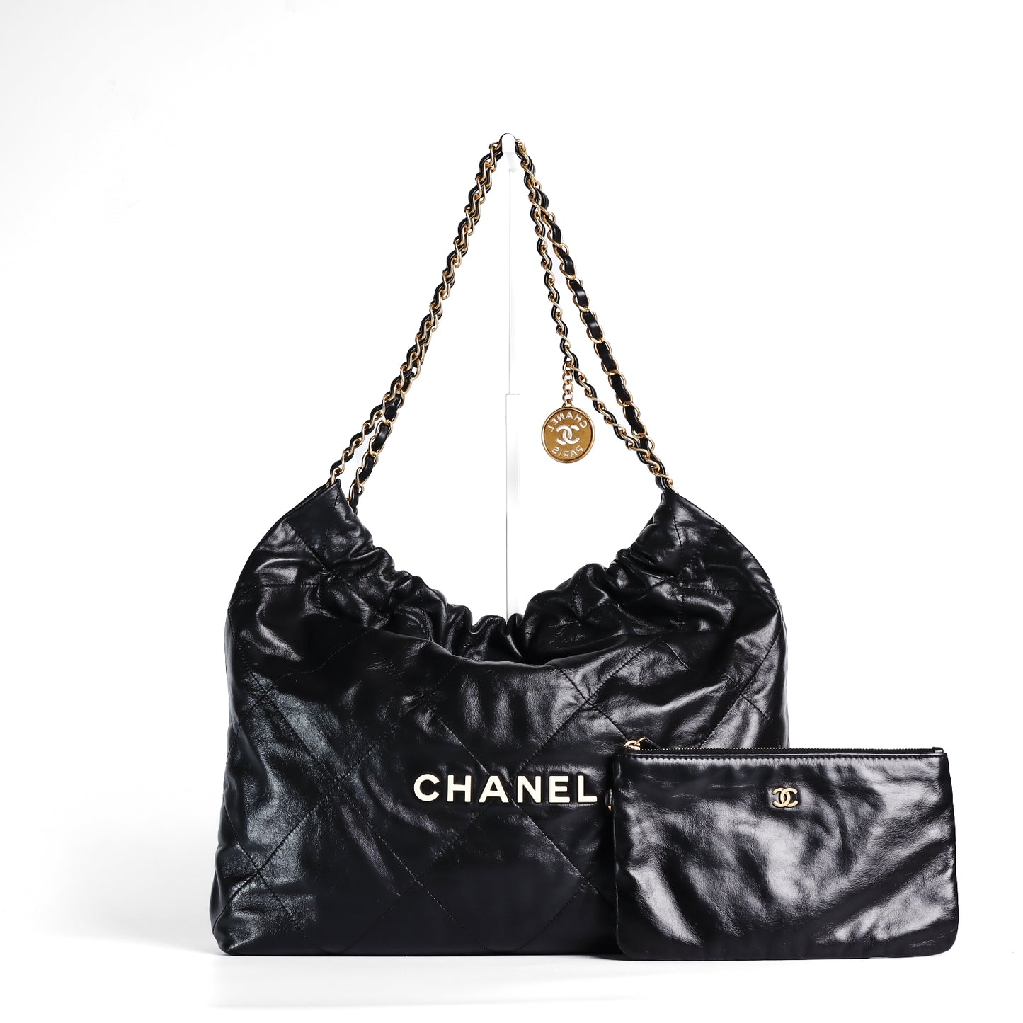 Pre-Owned Chanel Black Lambskin Leather Coco Cabas Shoulder Bag 53148198