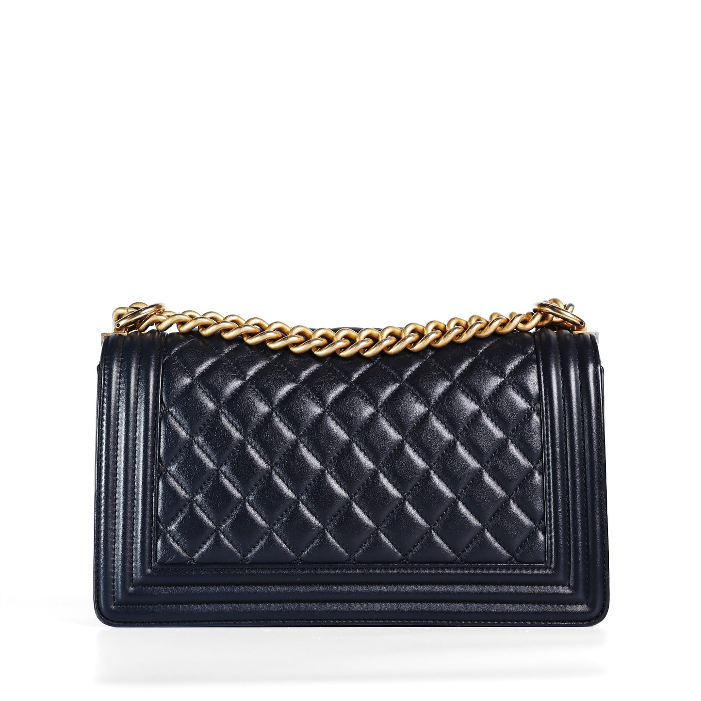 Pre-Owned Chanel Le Boy Medium Black Quilted Lambskin Shoulder Bag 53257670