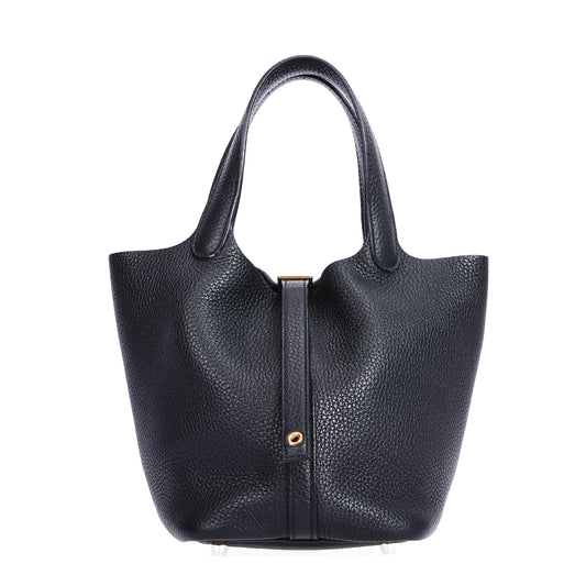 Pre-Owned Hermès Picotin Lock Black Taurillon Clémence Leather Top Handle Bag 53350275 L