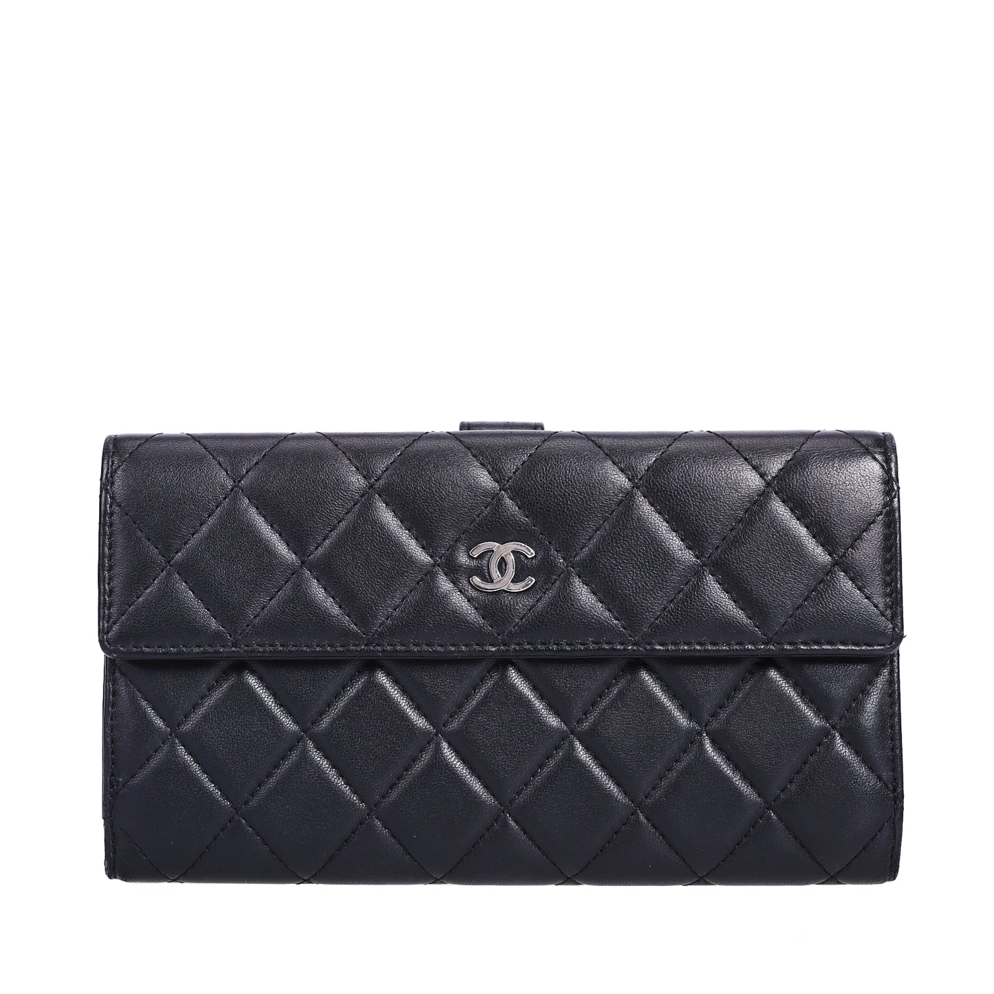 Pre-Owned Chanel Classic Black Lambskin Leather Long Wallet 55598247