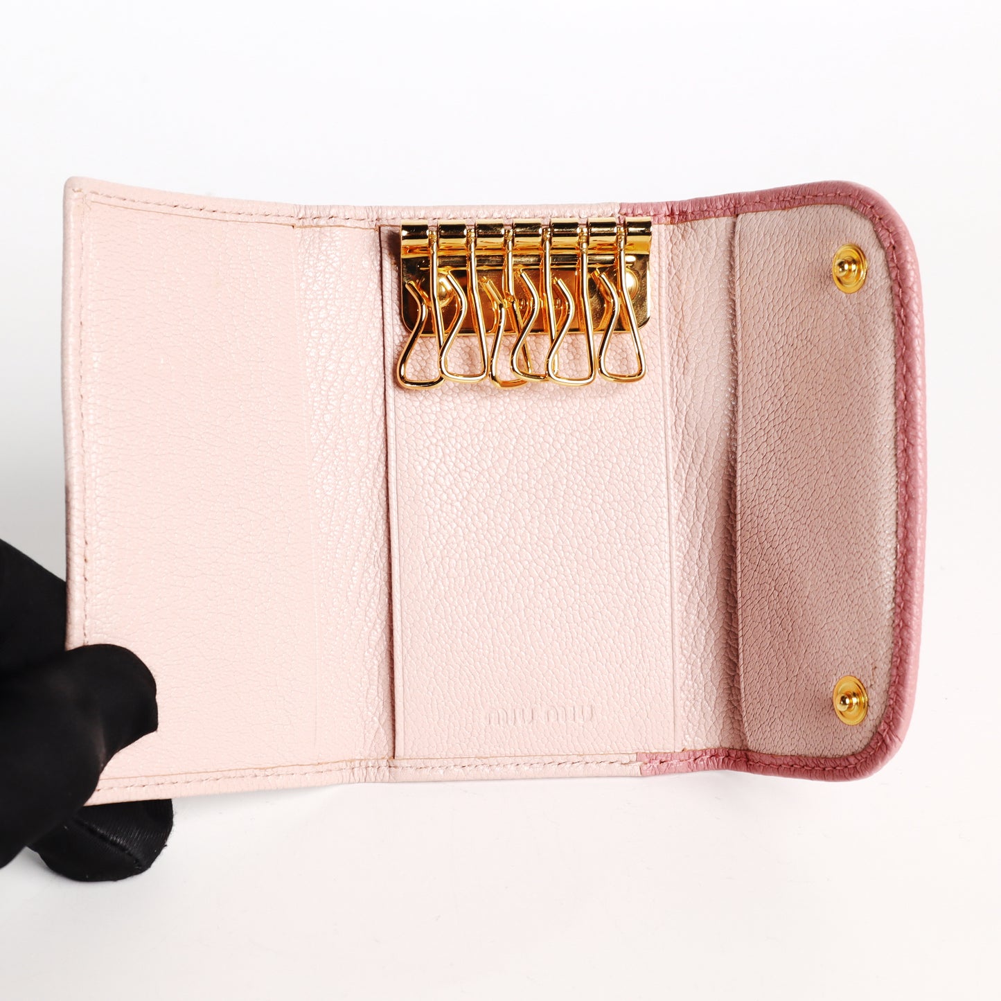 Pre-Owned Miu Miu Bow Pink Calfskin Key Pouch 55977741