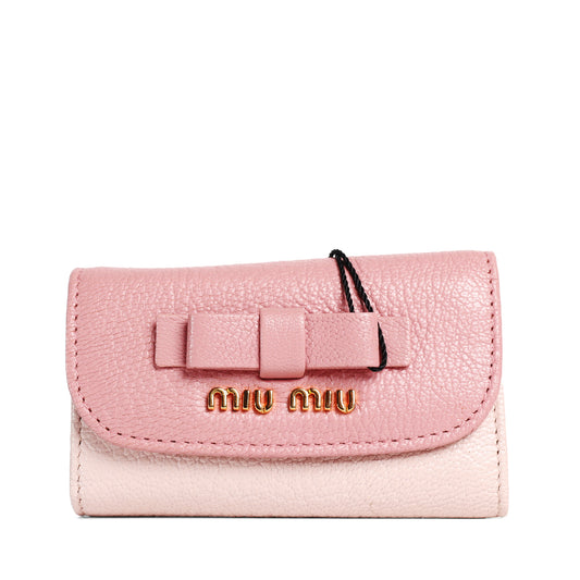 Pre-Owned Miu Miu Bow Pink Calfskin Key Pouch 55977741