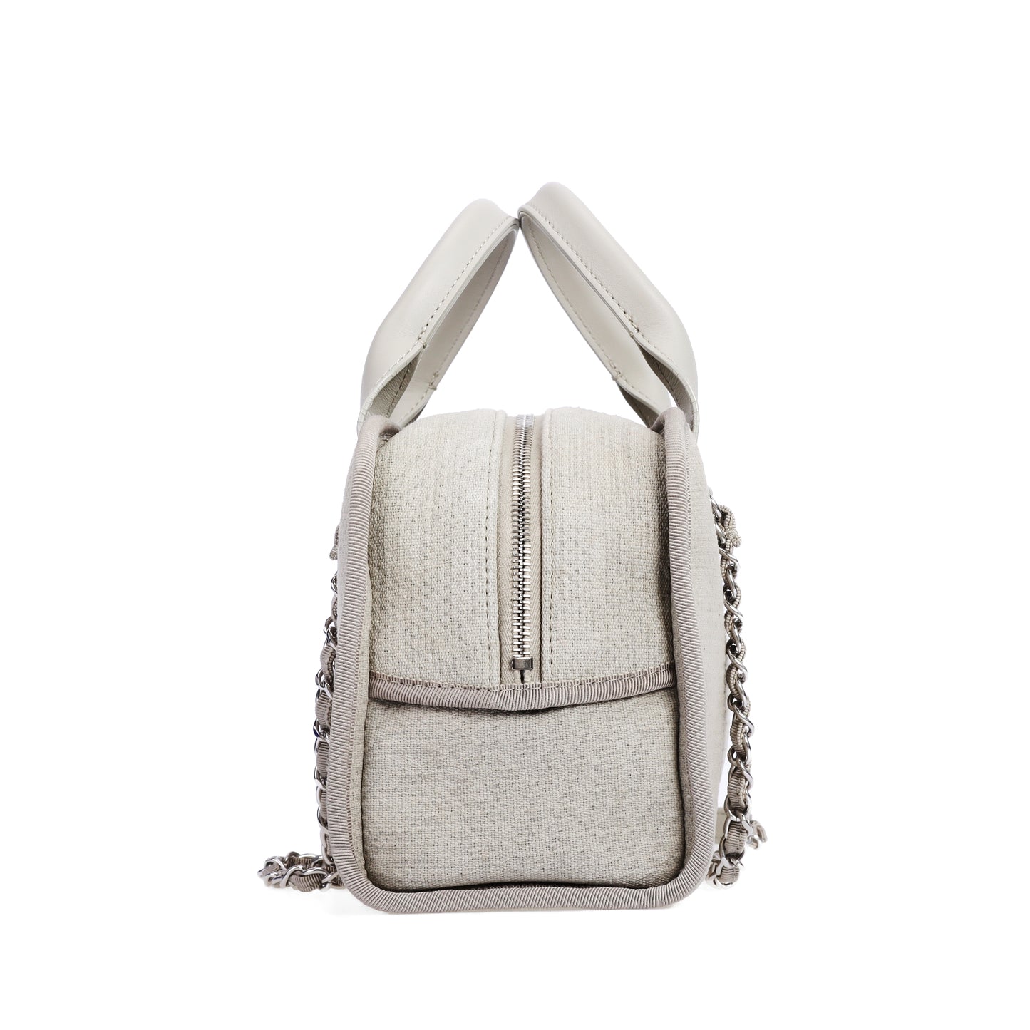 Pre-Owned Chanel Deauville Bowling Gray Canvas Shoulder Bag 56806447