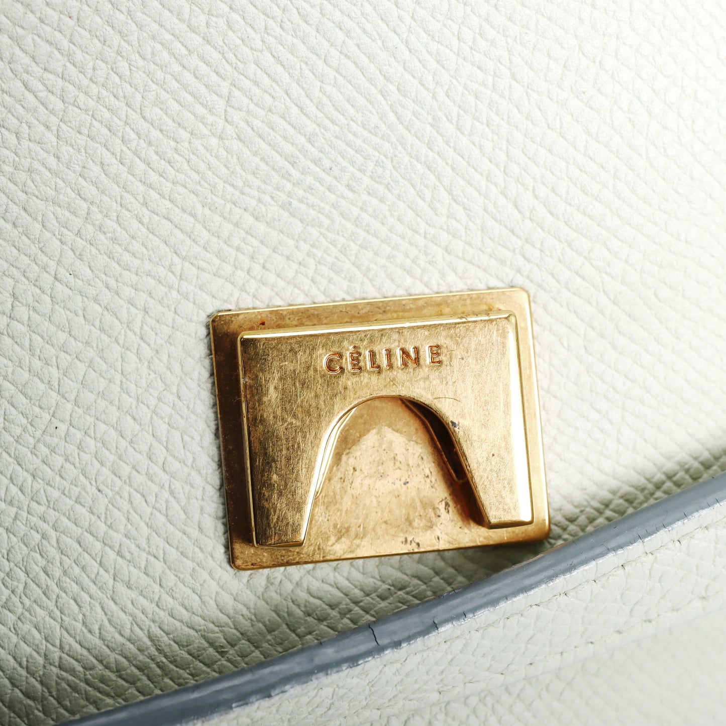 Pre-Owned Celine Light Green Grained Calfskin Shoulder Bag 57871147