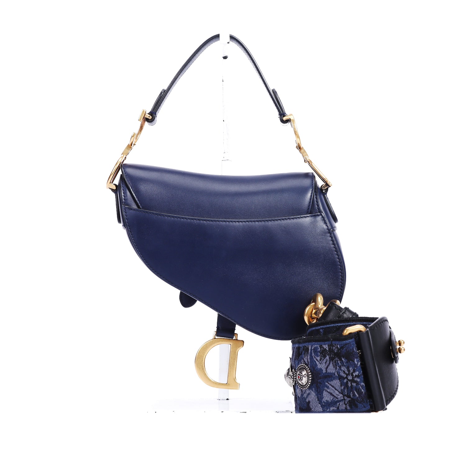 Pre-Owned Dior Saddle Blue Calfskin Crossbody Bag 58264446
