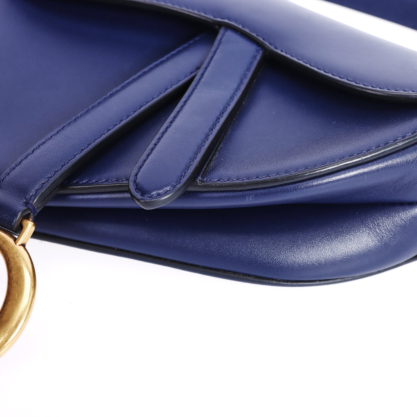 Pre-Owned Dior Saddle Blue Calfskin Crossbody Bag 58264446