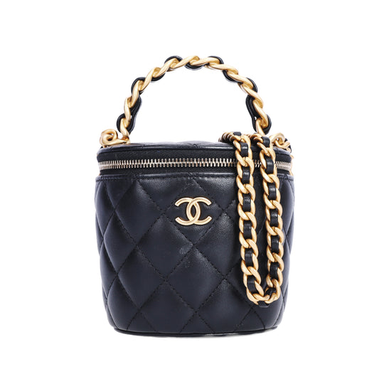 Pre-Owned Chanel Afternoon Tea Bucket Black Lambskin Shoulder Bag 58479789 L