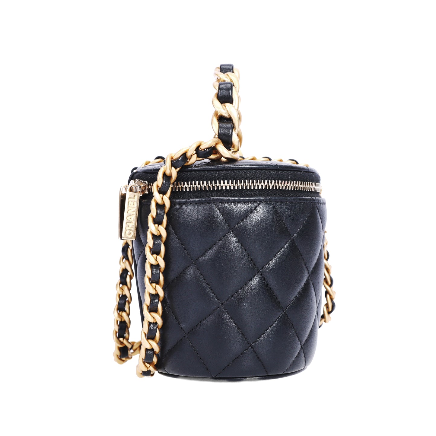 Pre-Owned Chanel Afternoon Tea Bucket Black Lambskin Shoulder Bag 58479789 L