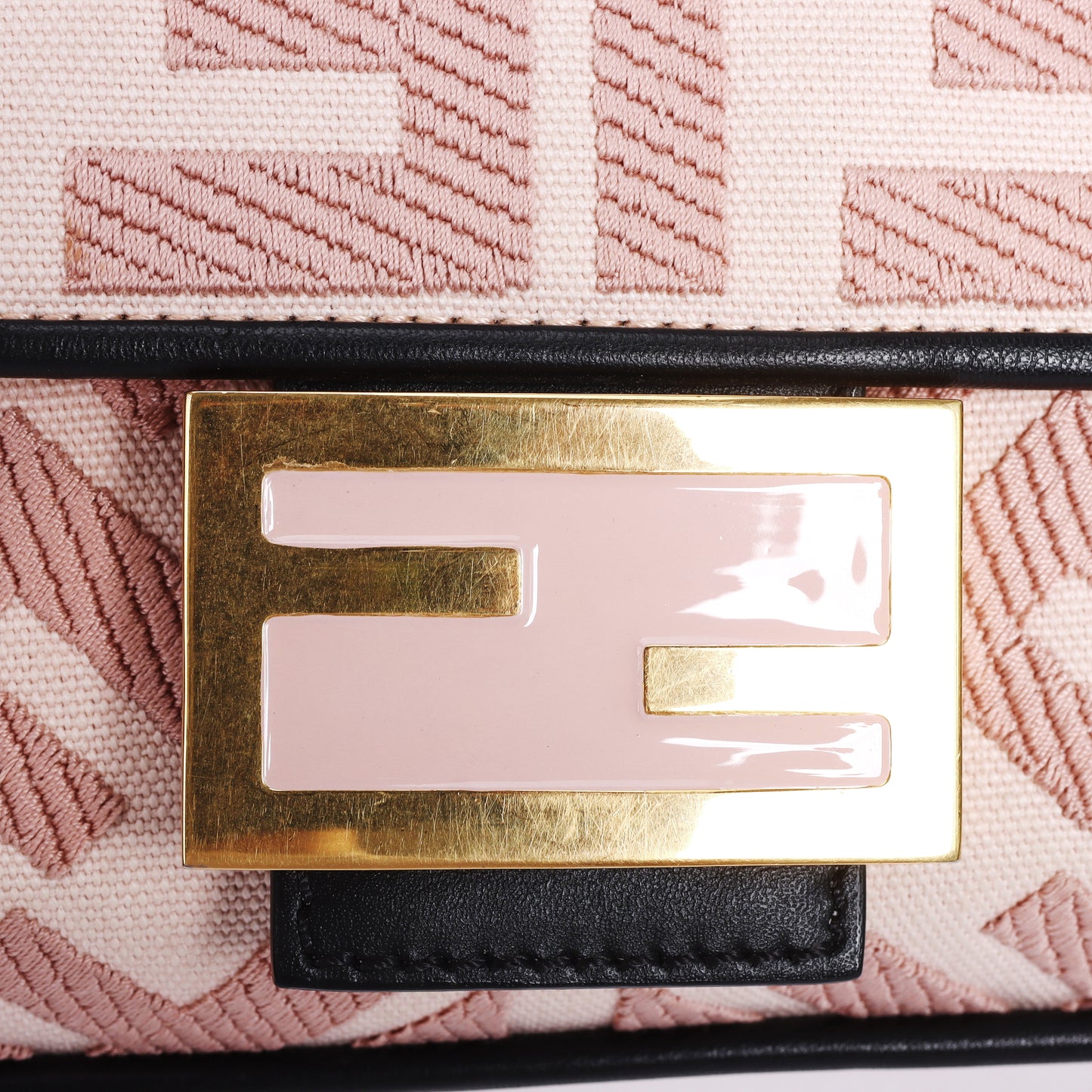 Pre-Owned Fendi Pink Zucca Embroidered Canvas Baguette Crossbody Bag 58936171