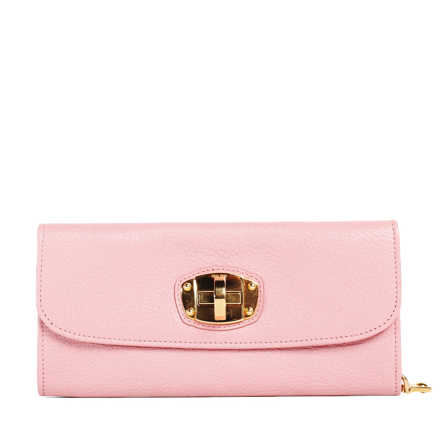 Pre-Owned Miu Miu Pink Grained Calfskin Long Wallet 59736587