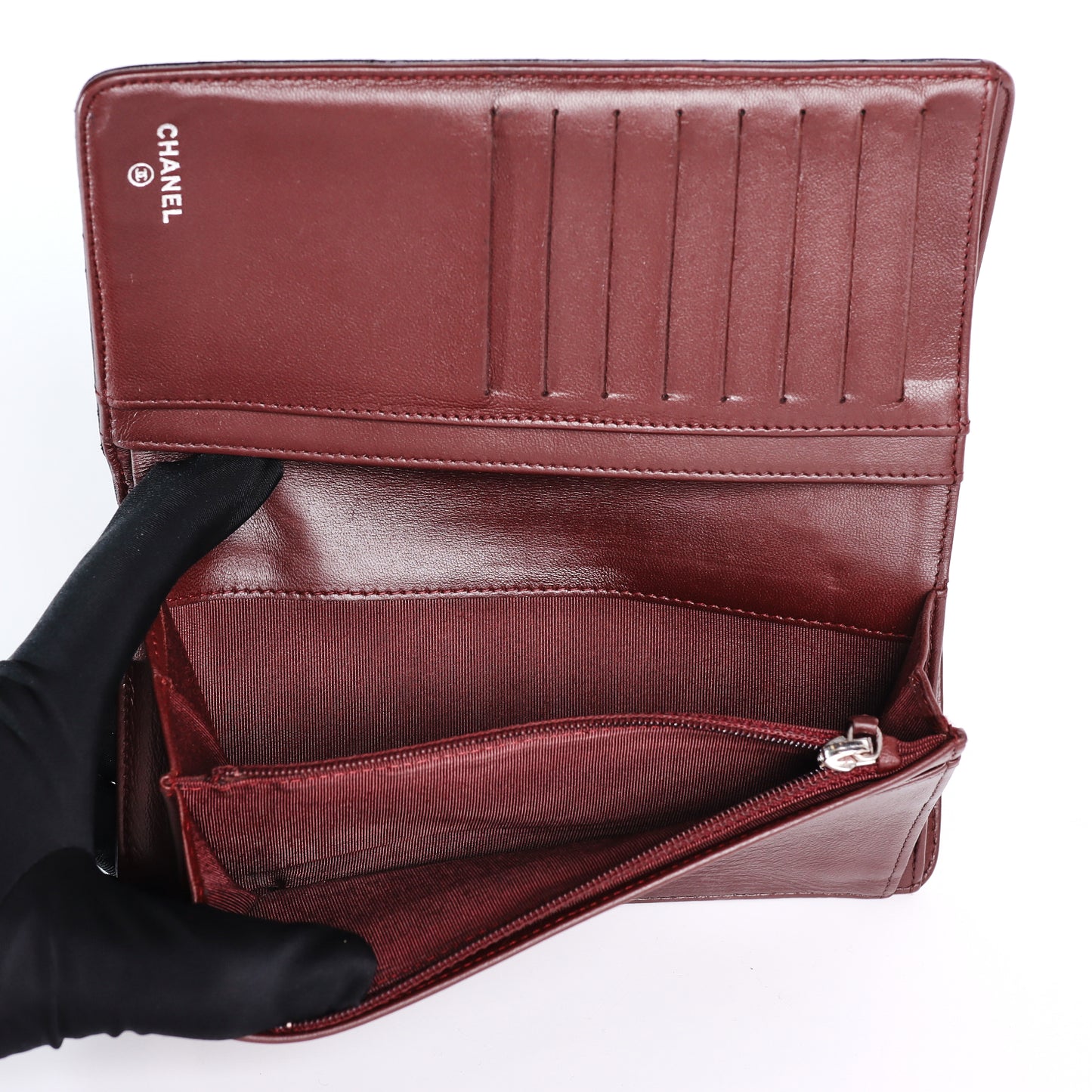 Pre-Owned Chanel Black Quilted Lambskin Long Wallet 60036868