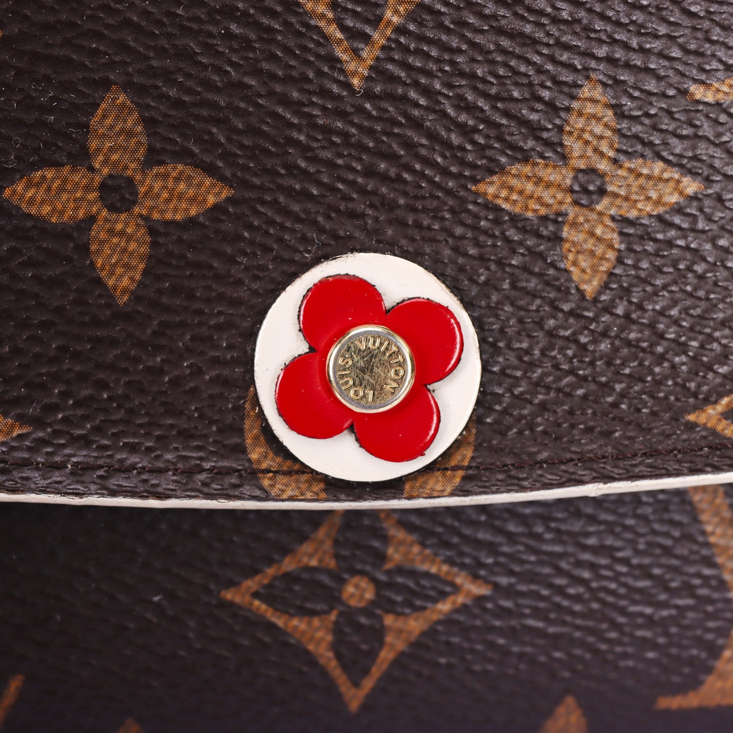 Pre-Owned Louis Vuitton Emilie Monogram Brown Coated Canvas Flower Button Long Wallet 60079735