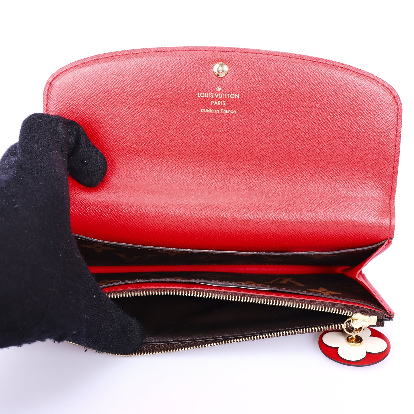 Pre-Owned Louis Vuitton Emilie Monogram Brown Coated Canvas Flower Button Long Wallet 60079735